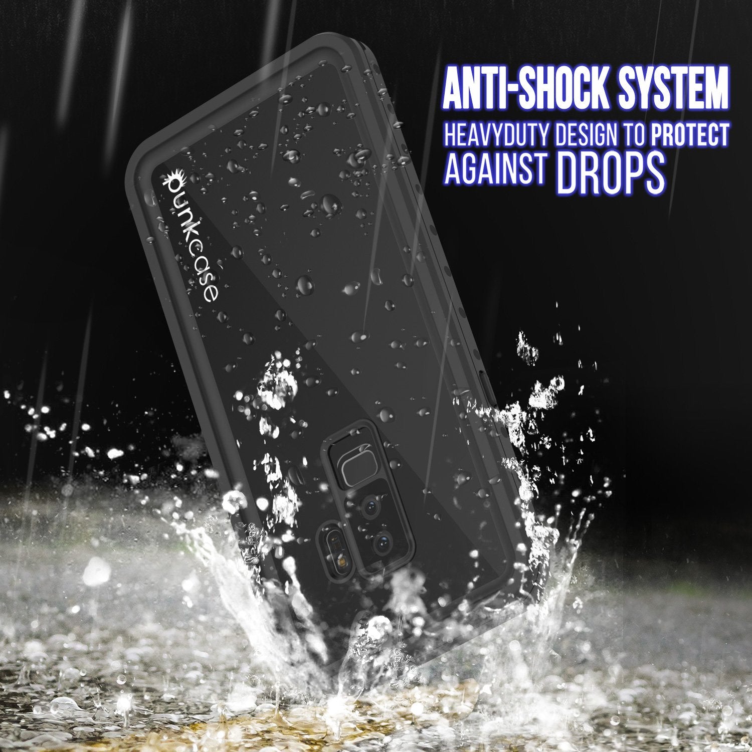 Galaxy S9 Plus Waterproof Case PunkCase StudStar Black Thin 6.6ft Underwater IP68 Shock/Snow Proof