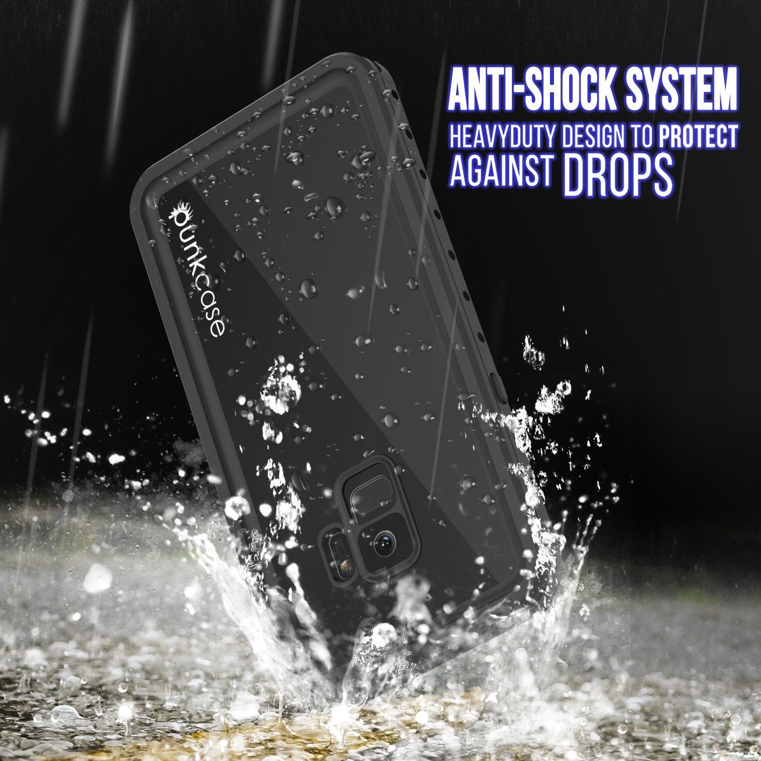 Galaxy S9 Waterproof Case PunkCase StudStar Black Thin 6.6ft Underwater IP68 Shock/Snow Proof