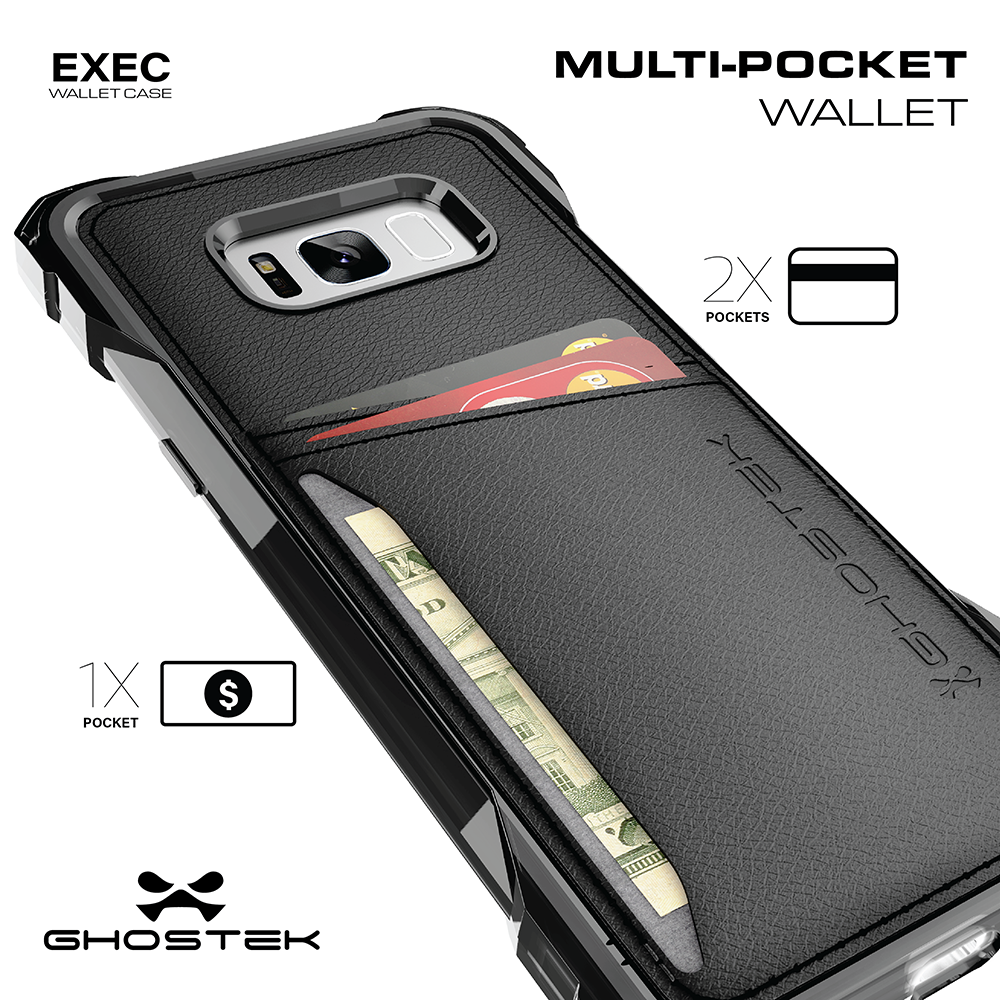 Galaxy S8+ Plus Wallet Case, Ghostek® Exec Red Series | Slim Armor Hybrid Impact Bumper | TPU PU Leather Credit Card Slot Holder Sleeve Cover