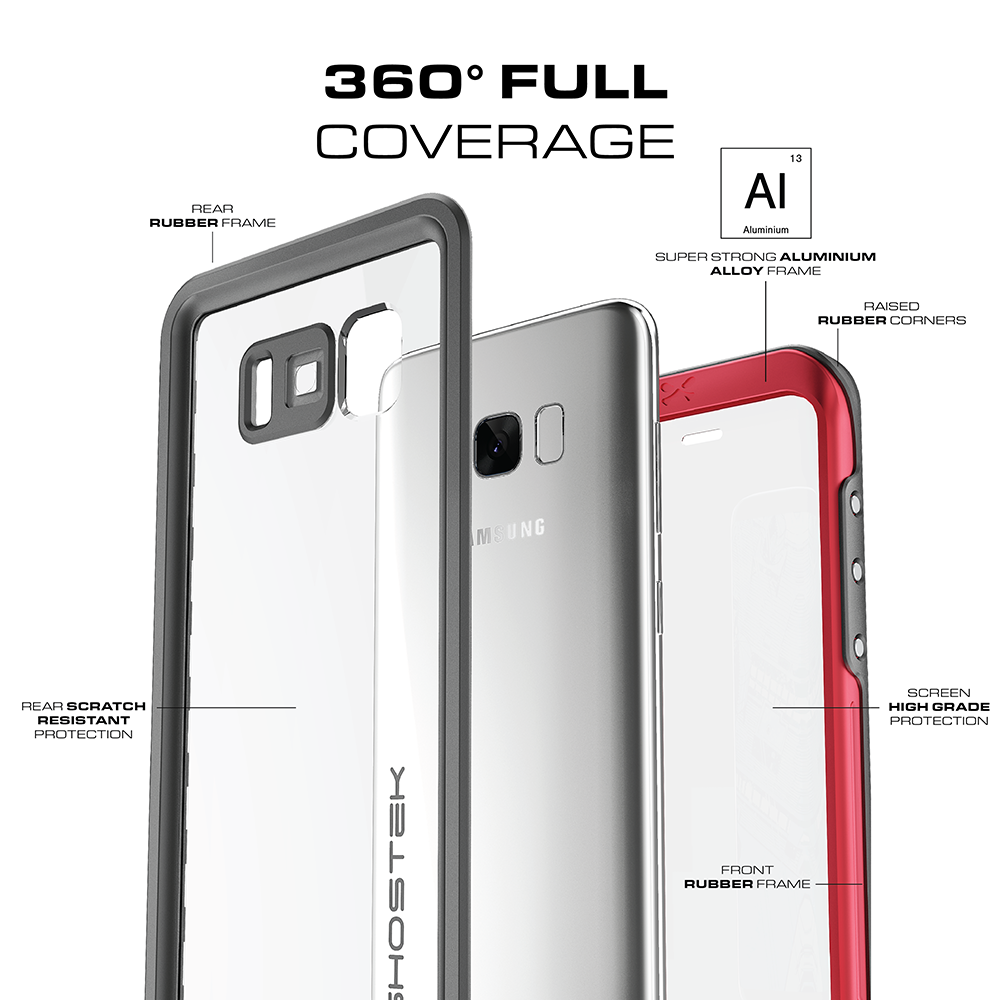 Galaxy S8 Waterproof Case, Ghostek Atomic 3 Red Series | Underwater | Adventure Ready | Ultra Fit | Swimming