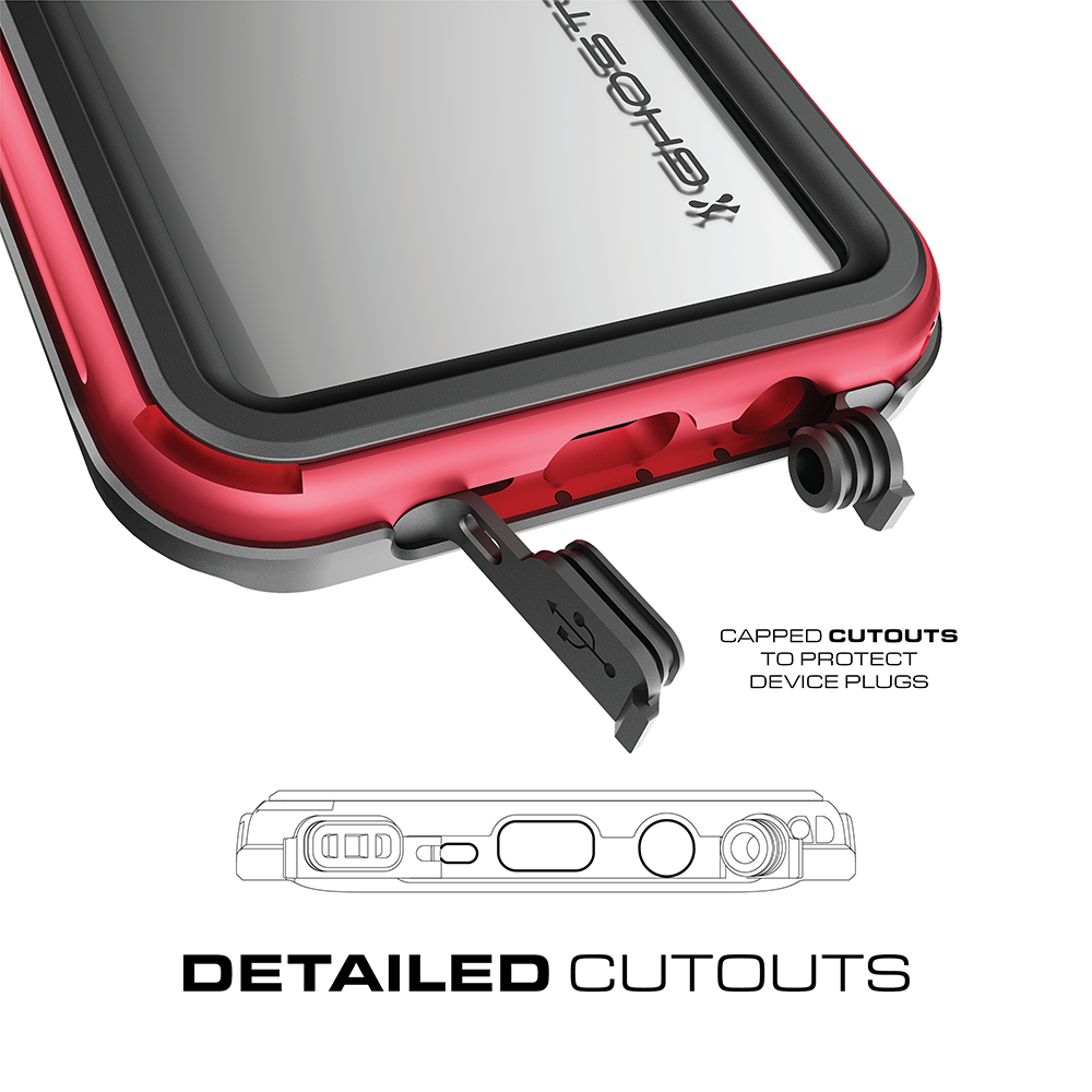Galaxy S8 Waterproof Case, Ghostek Atomic 3 Red Series | Underwater | Adventure Ready | Ultra Fit | Swimming
