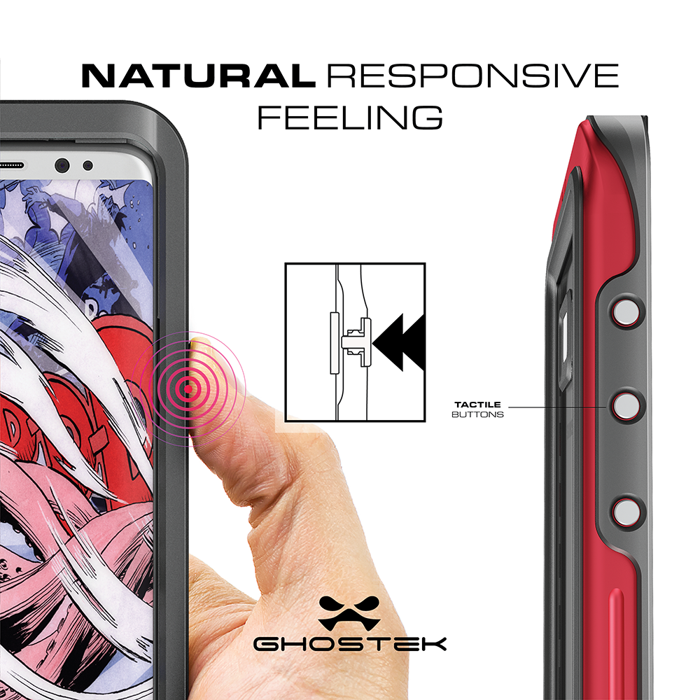 Galaxy S8 Waterproof Case, Ghostek Atomic 3 Red Series | Underwater | Adventure Ready | Ultra Fit | Swimming