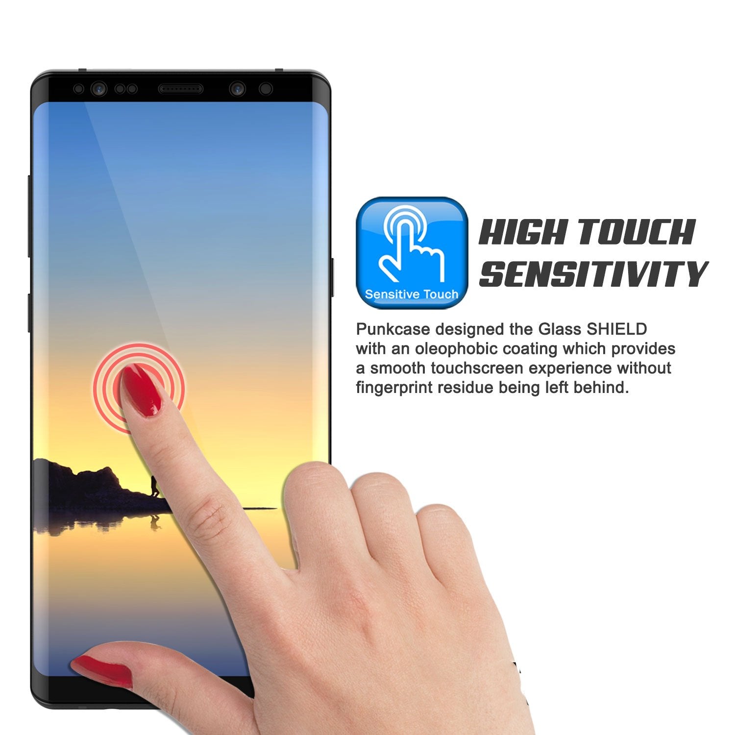 Galaxy Note 8 Black Punkcase Glass SHIELD Tempered Glass Screen Protector 0.33mm Thick 9H Glass