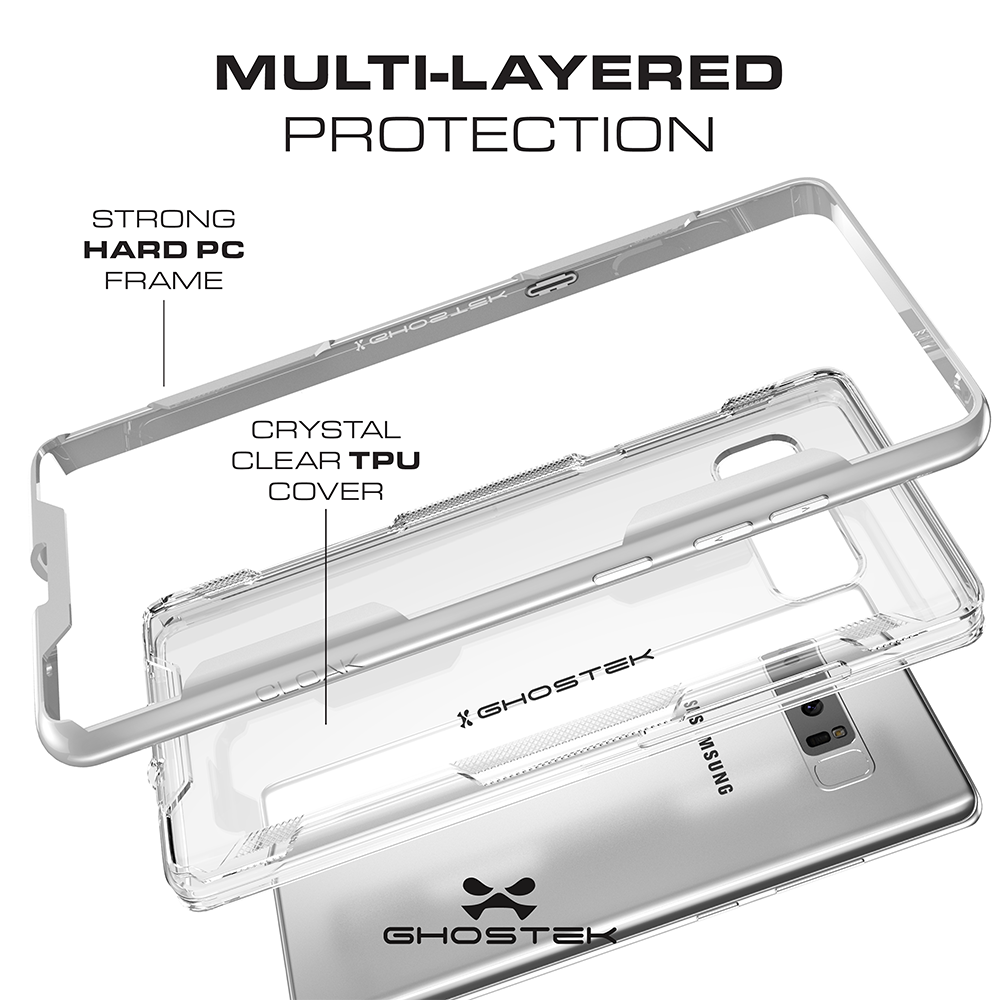 Galaxy Note 8 Case, Ghostek Cloak 3 Galaxy Note 8 Clear Transparent Bumper Case Note8 2017 | SILVER