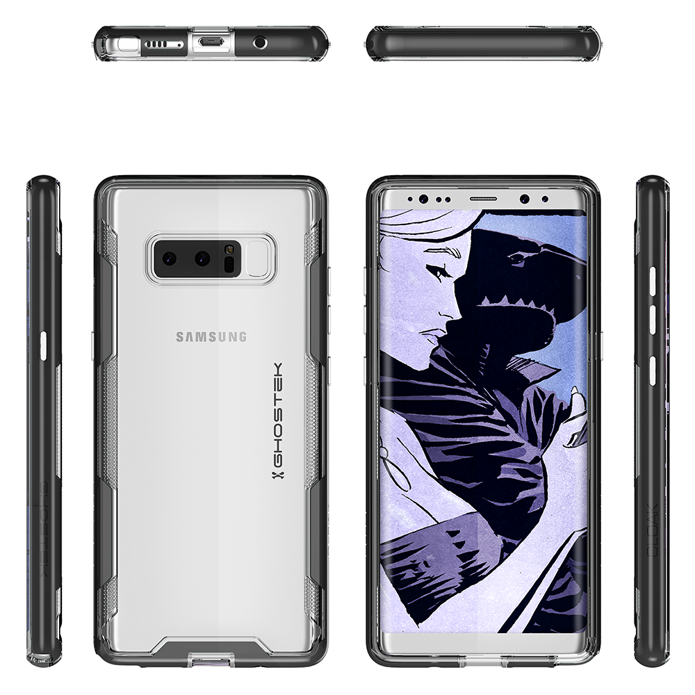 Galaxy Note 8 Case, Ghostek Cloak 3 Galaxy Note 8 Clear Transparent Bumper Case Note8 2017 | Black