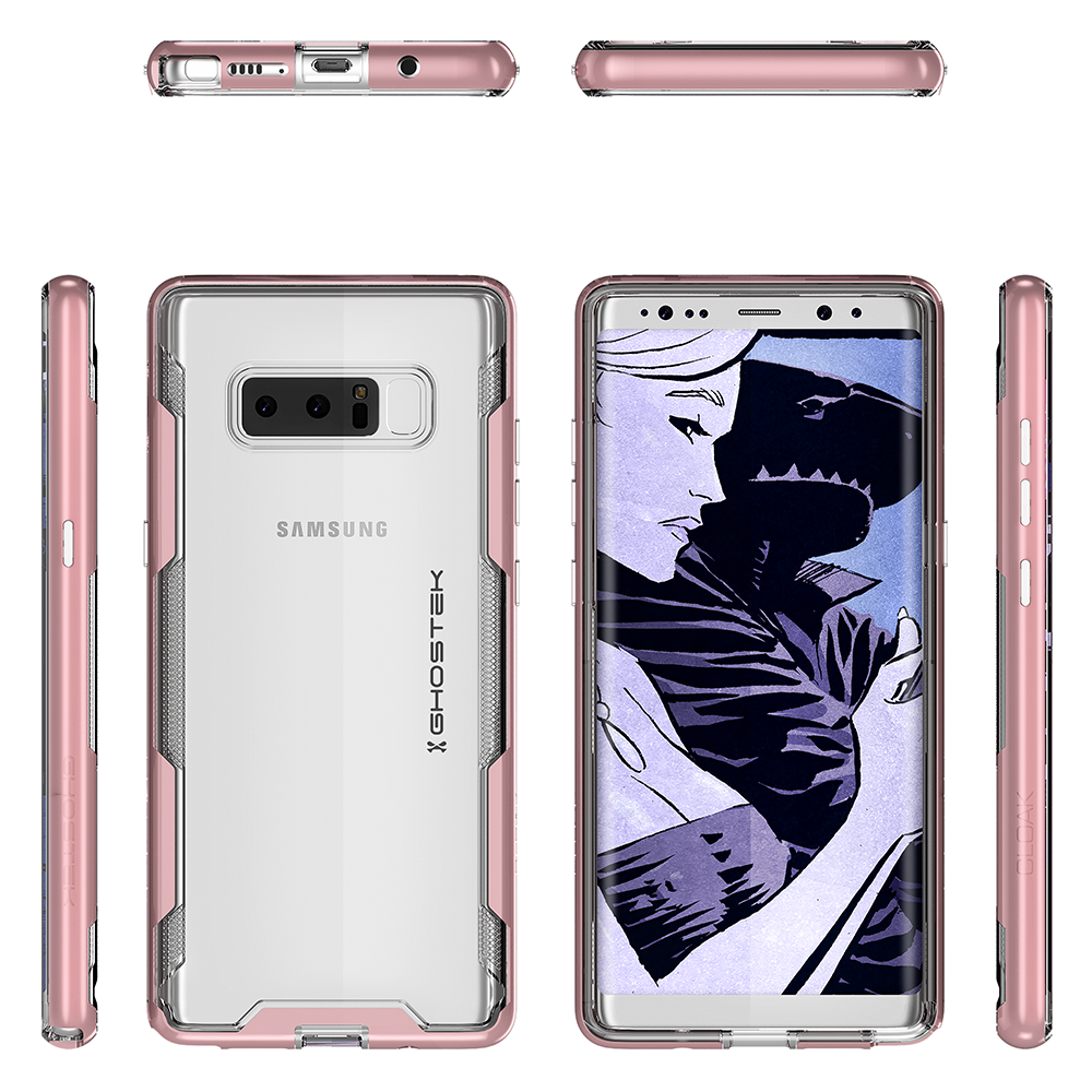 Galaxy Note 8 Case, Ghostek Cloak 3 Galaxy Note 8 Clear Transparent Bumper Case Note8 2017 | PINK