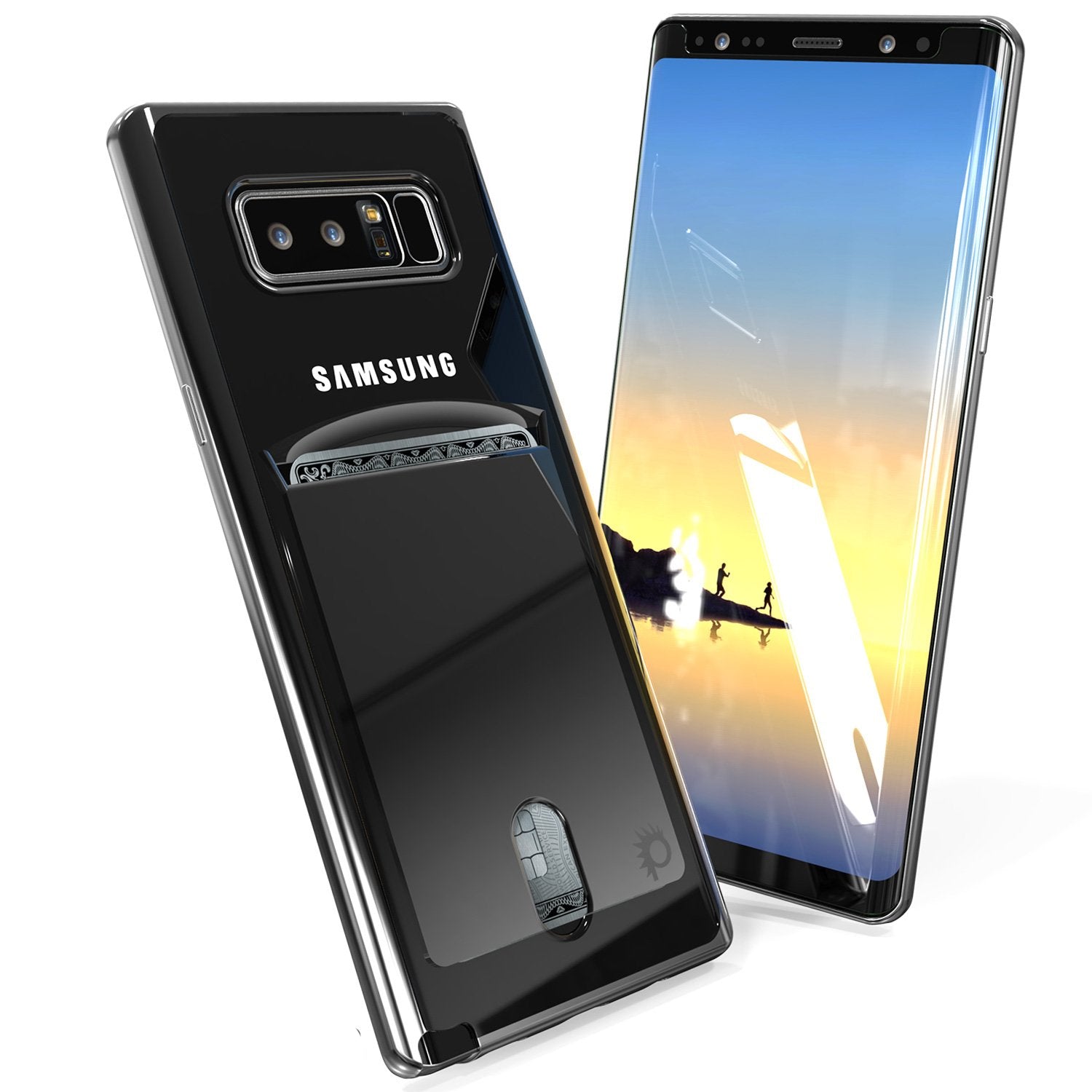 Galaxy Note 8 Case, PUNKCASE® LUCID Black Series | Card Slot | SHIELD Screen Protector | Ultra fit