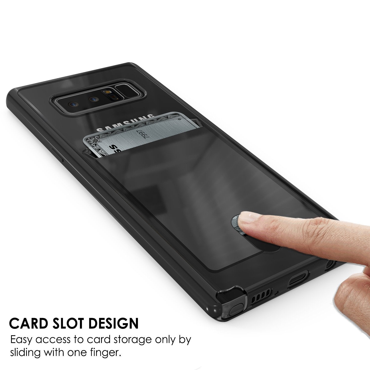 Galaxy Note 8 Case, PUNKCASE® LUCID Black Series | Card Slot | SHIELD Screen Protector | Ultra fit