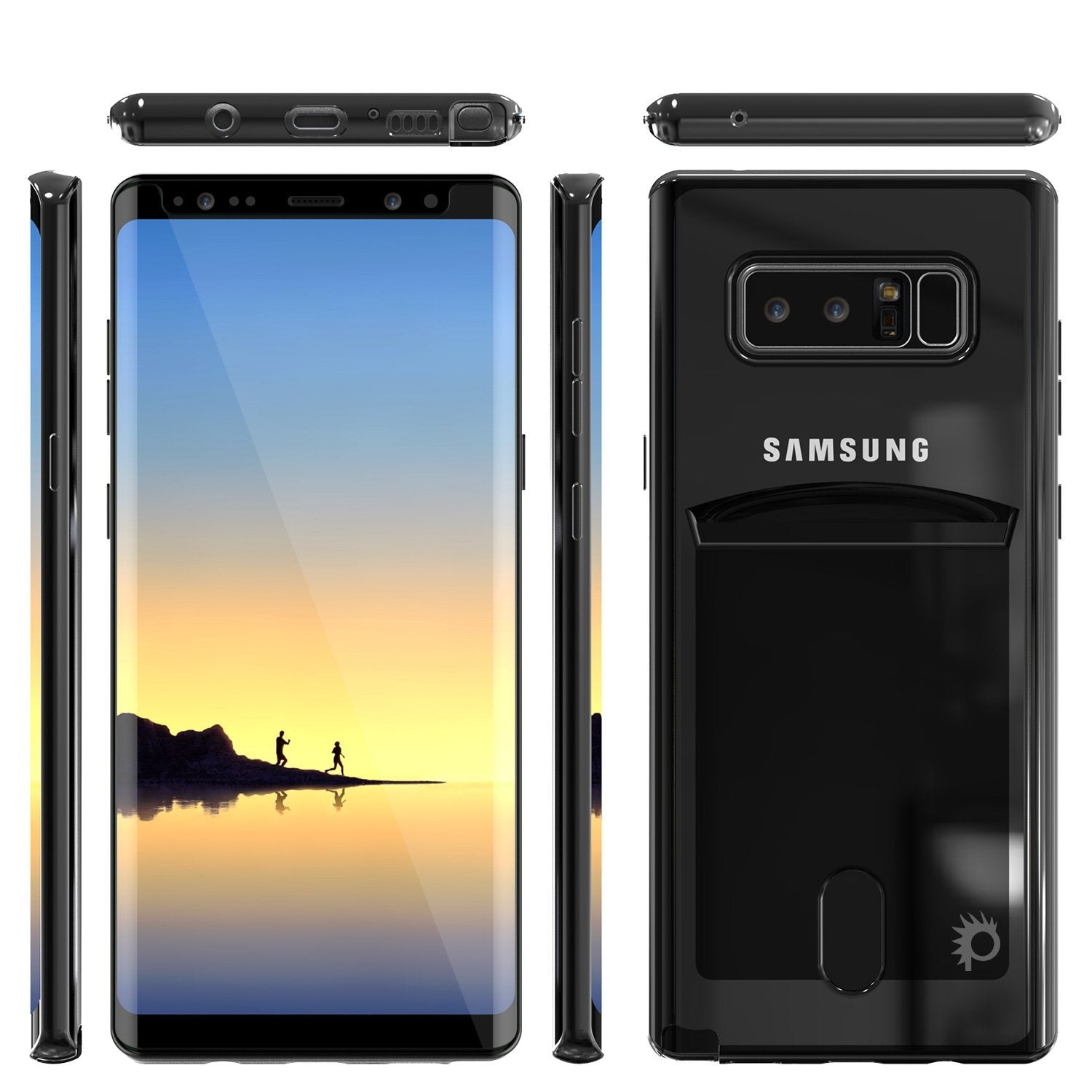 Galaxy Note 8 Case, PUNKCASE® LUCID Black Series | Card Slot | SHIELD Screen Protector | Ultra fit