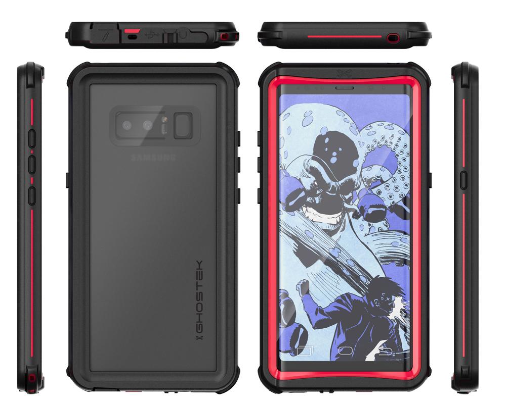 Galaxy Note 8, Ghostek Nautical Series for Galaxy Note 8 Rugged Waterproof Case | RED