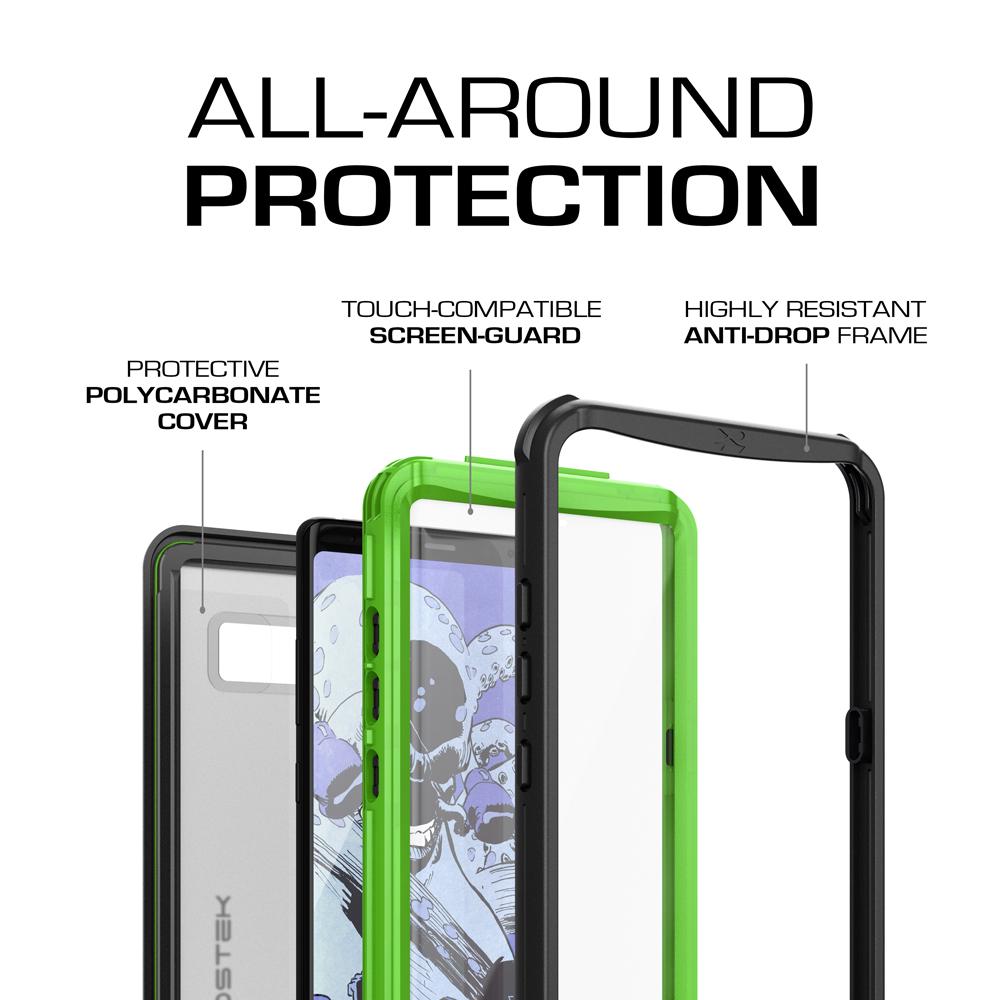 Galaxy Note 8, Ghostek Nautical Series for Galaxy Note 8 Rugged Waterproof Case | GREEN