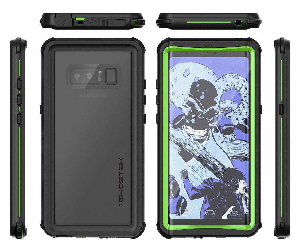 Galaxy Note 8, Ghostek Nautical Series for Galaxy Note 8 Rugged Waterproof Case | GREEN