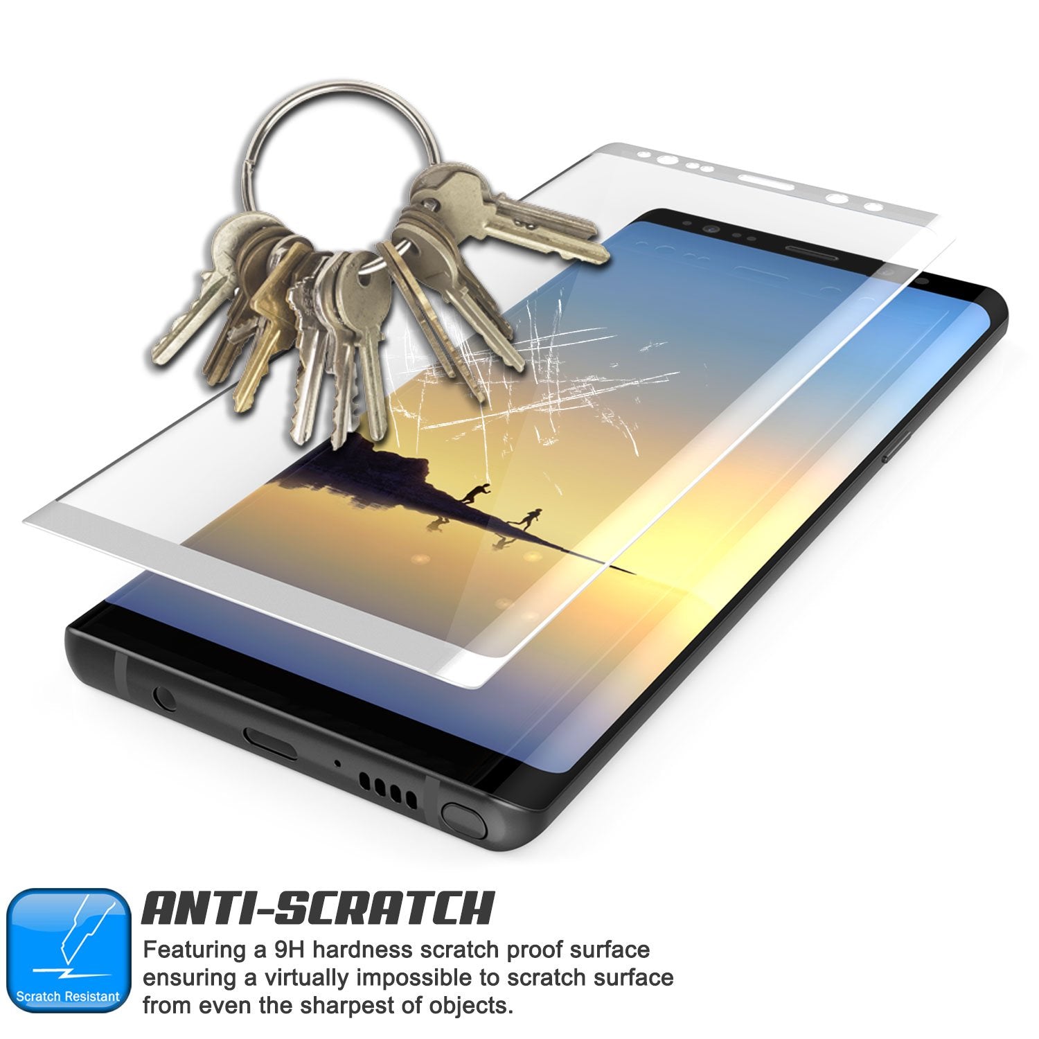 Galaxy Note 8 White Punkcase Glass SHIELD Tempered Glass Screen Protector 0.33mm Thick 9H Glass