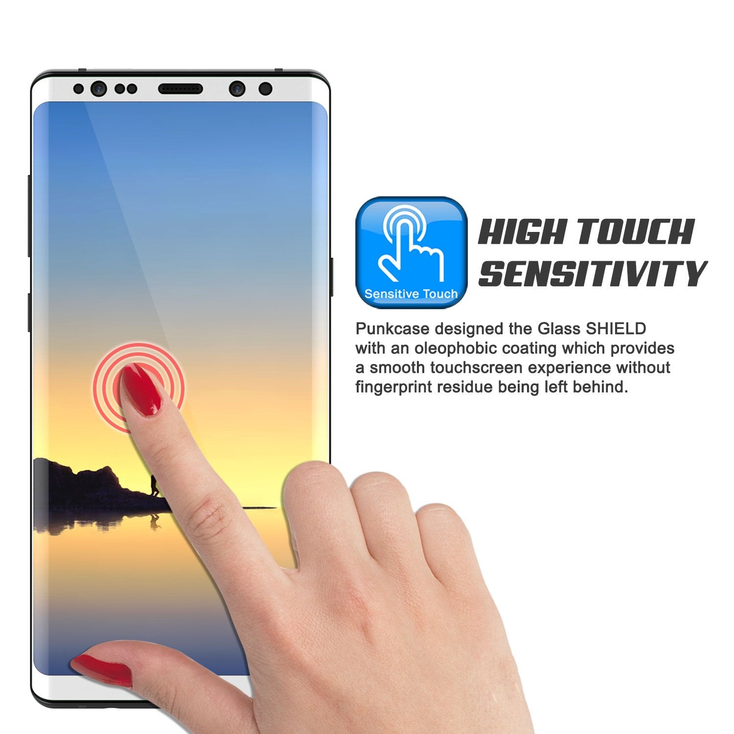 Galaxy Note 8 White Punkcase Glass SHIELD Tempered Glass Screen Protector 0.33mm Thick 9H Glass