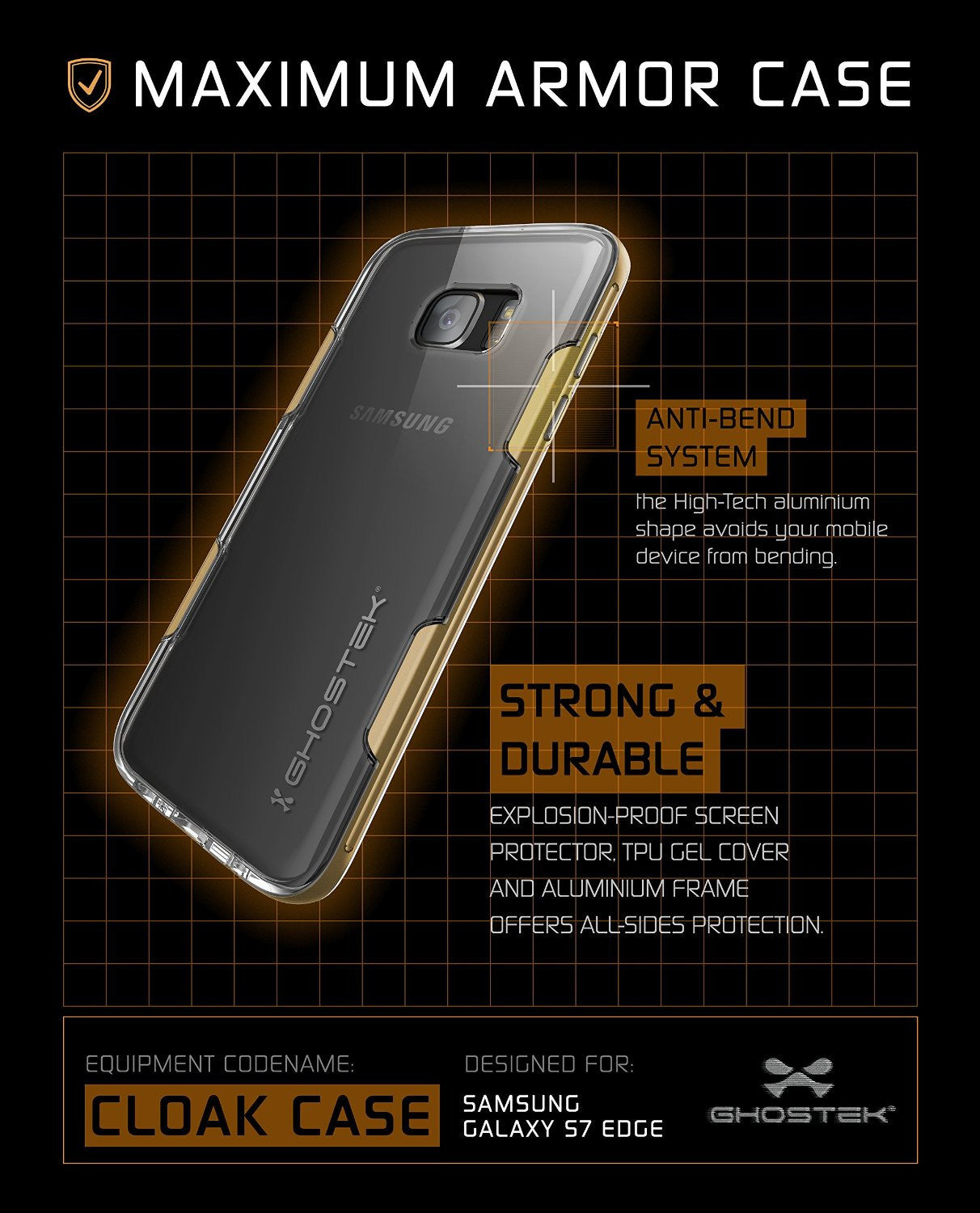 GHOSTEK - Cloak 2.0 Series Armor Case for Samsung S7 Edge | Gold