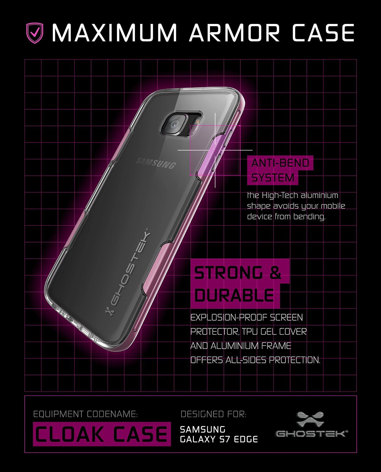 GHOSTEK - Cloak 2.0 Series Armor Case for Samsung S7 Edge | Pink