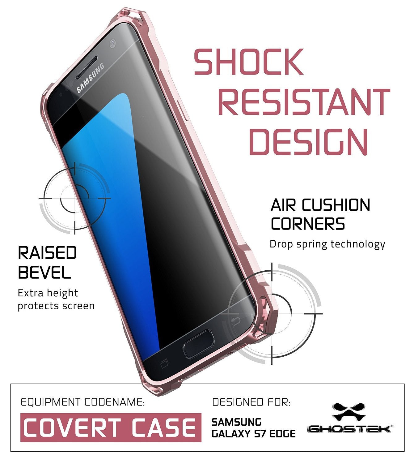 GHOSTEK - Covert Series Premium Impact Case for Samsung S7 Edge | Peach