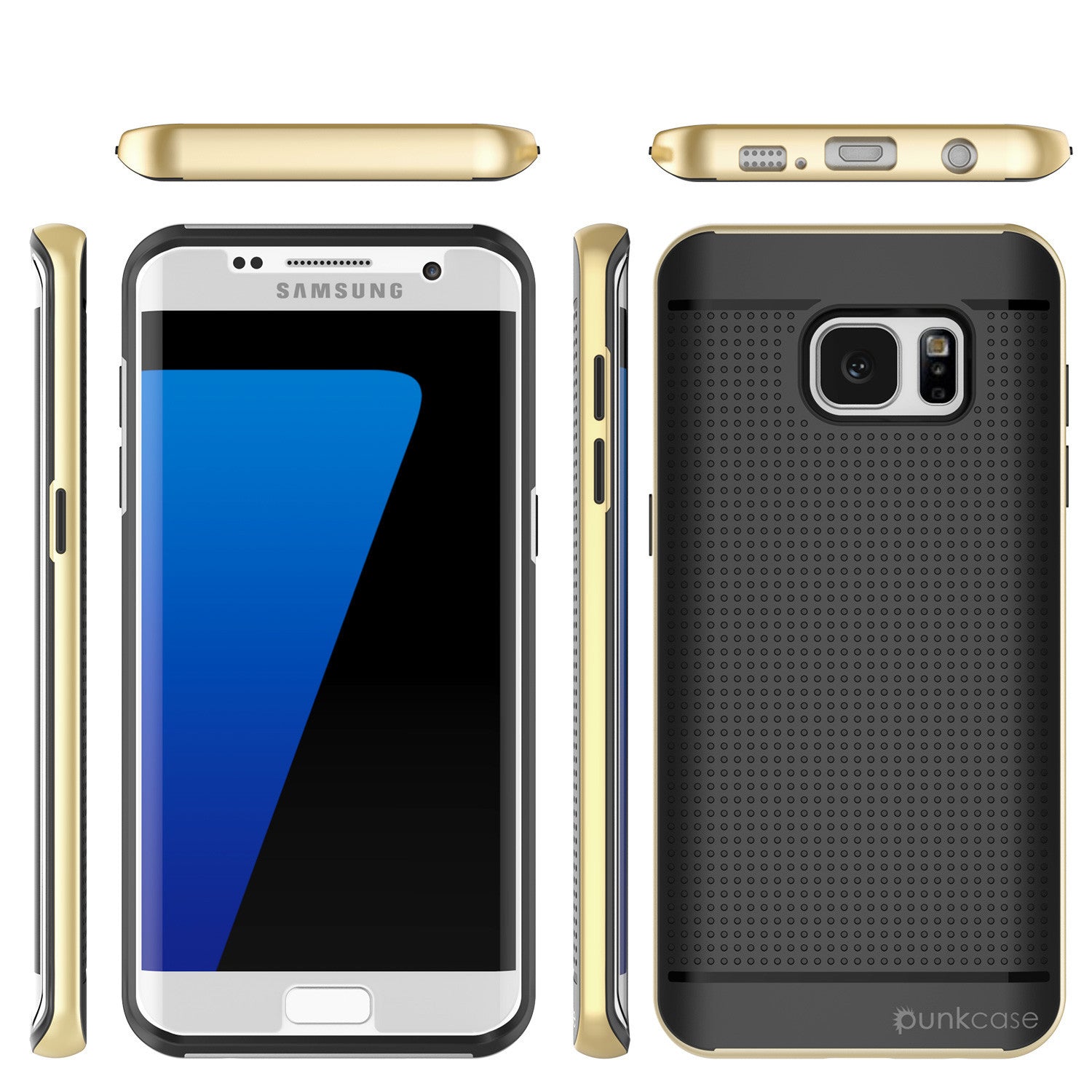 Galaxy S7 Edge Case, Punkcase Stealth Gold Series Hybrid 3-Piece Shockproof Dual Layer Cover