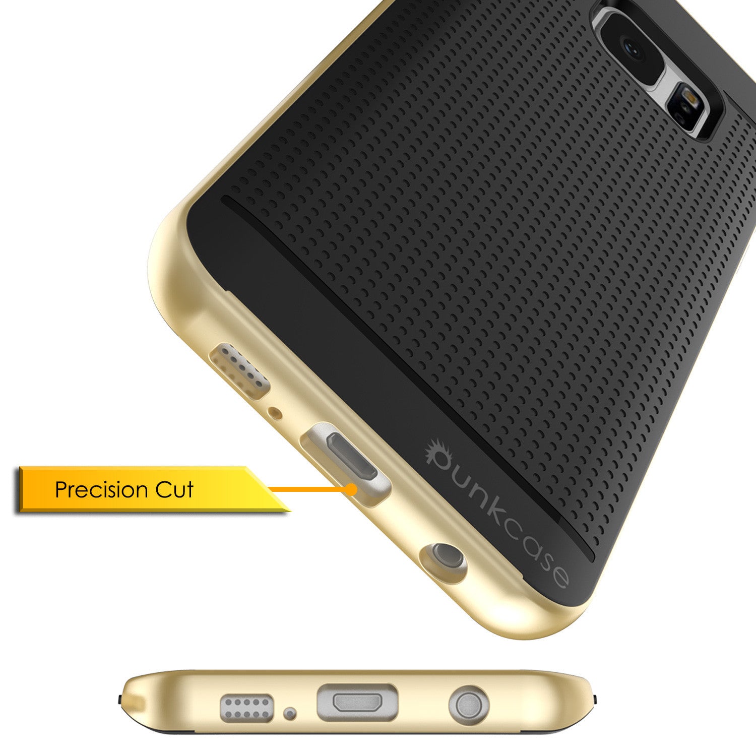 Galaxy S7 Edge Case, Punkcase Stealth Gold Series Hybrid 3-Piece Shockproof Dual Layer Cover