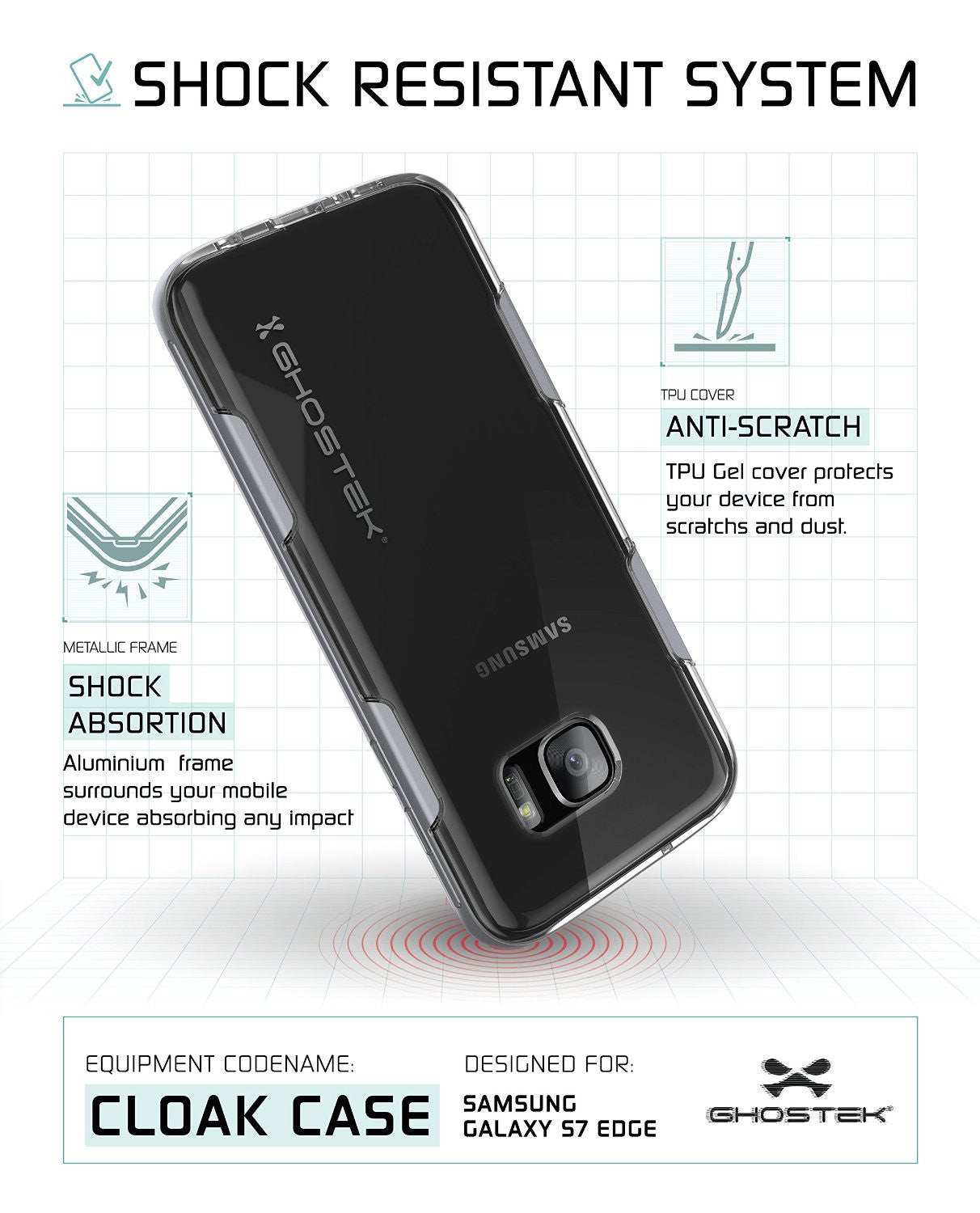 GHOSTEK - Cloak 2.0 Series Armor Case for Samsung S7 Edge | Silver