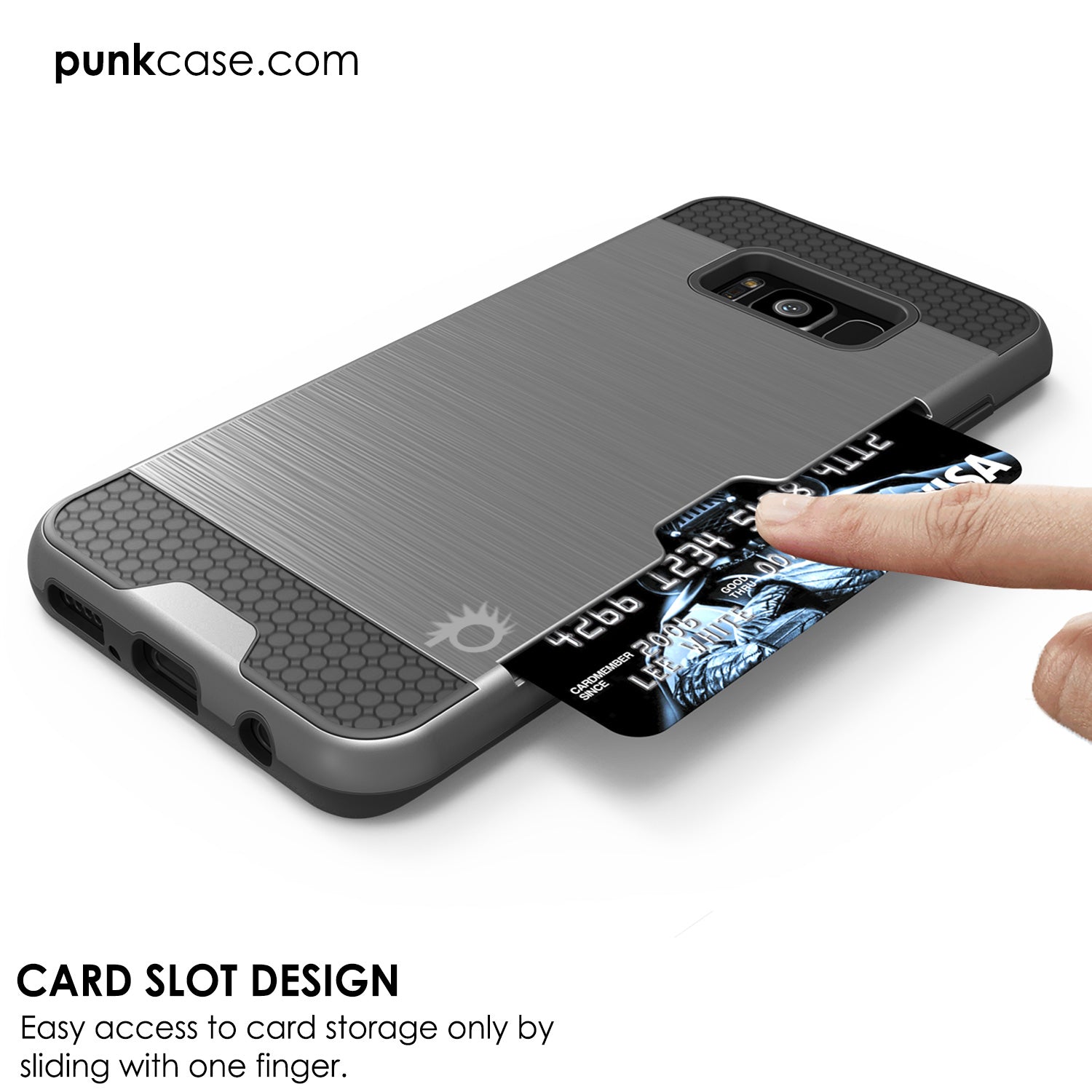 Galaxy S8 Case PunkCase SLOT Grey Series Slim Armor Soft Cover Case