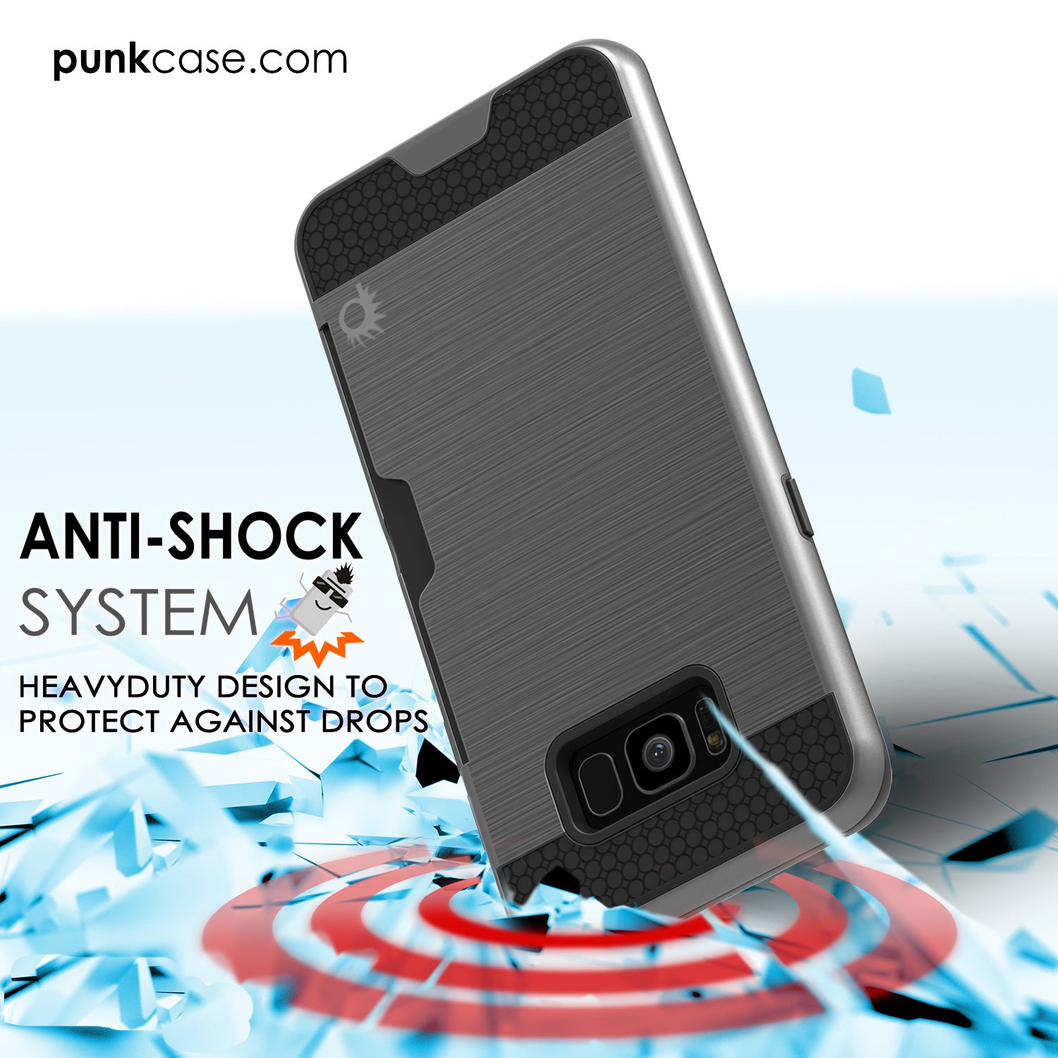 Galaxy S8 Case PunkCase SLOT Grey Series Slim Armor Soft Cover Case
