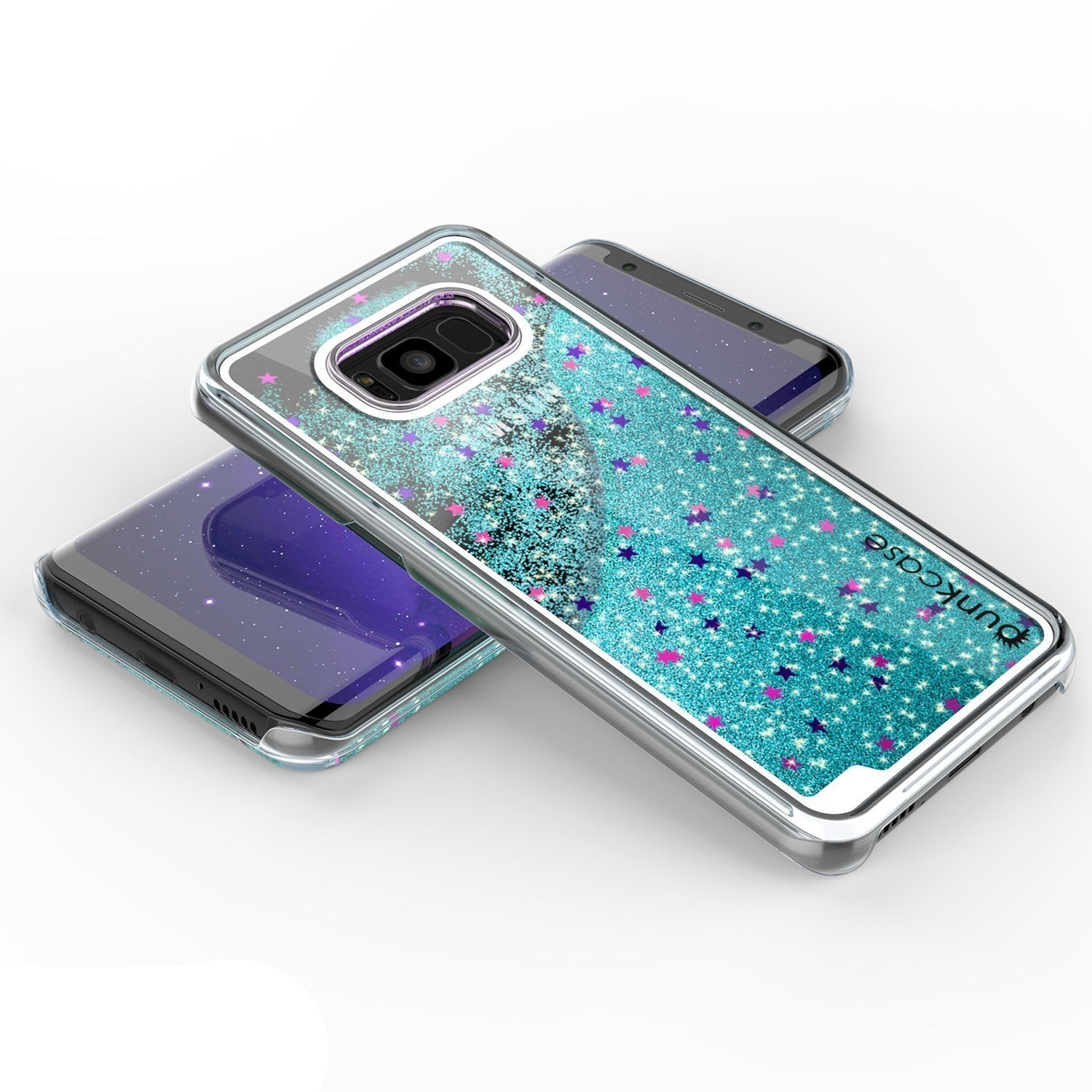 S8 Plus Case, Punkcase Liquid Teal Series Protective Dual Layer Floating Glitter Cover