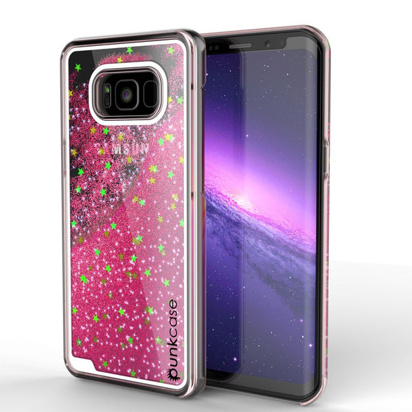 Galaxy S8 Case, Punkcase Liquid Pink Series Protective Dual Layer Floating Glitter Cover