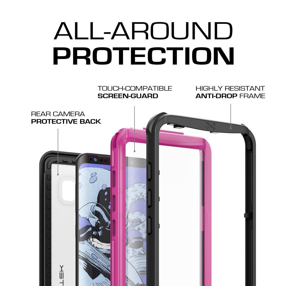 Galaxy S8 Plus Waterproof Case, Ghostek Nautical Series (Pink) | Slim Underwater Full Body Protection