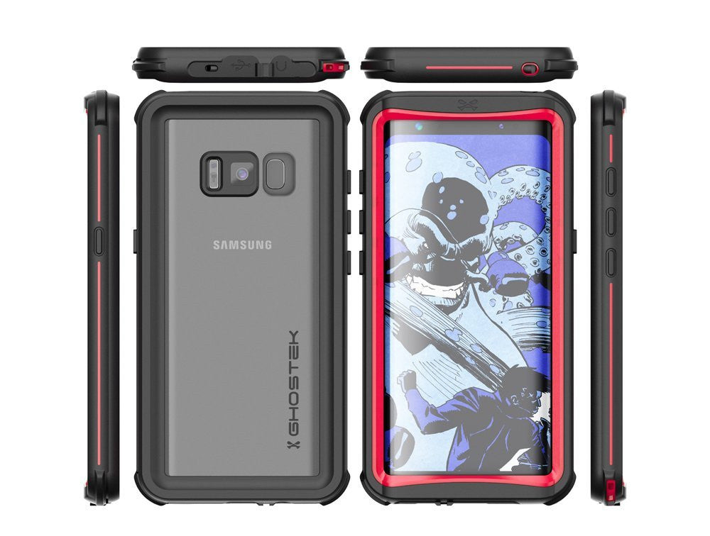Galaxy S8 Plus Waterproof Case, Ghostek Nautical Series (Red) | Slim Underwater Full Body Protection