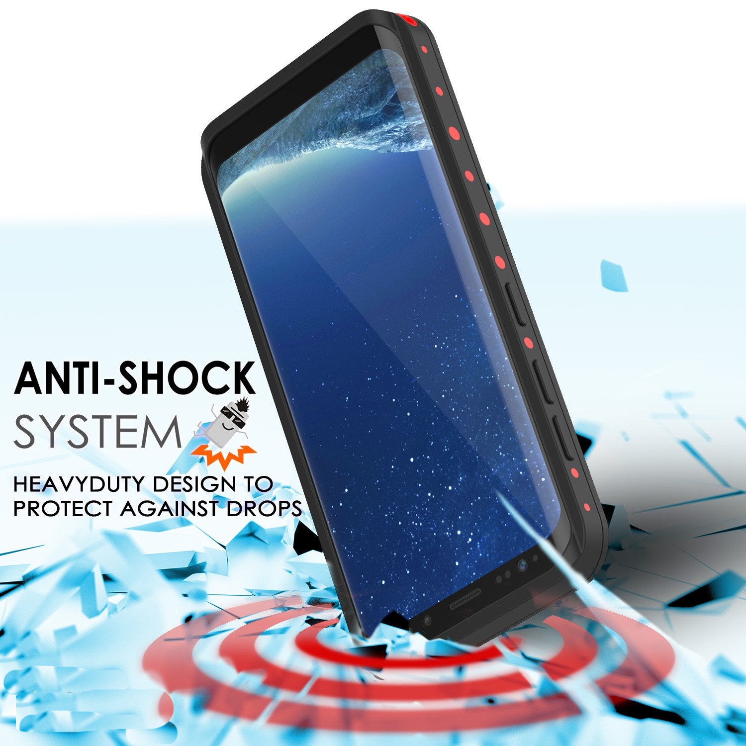 Galaxy S8 Waterproof Case PunkCase StudStar Red