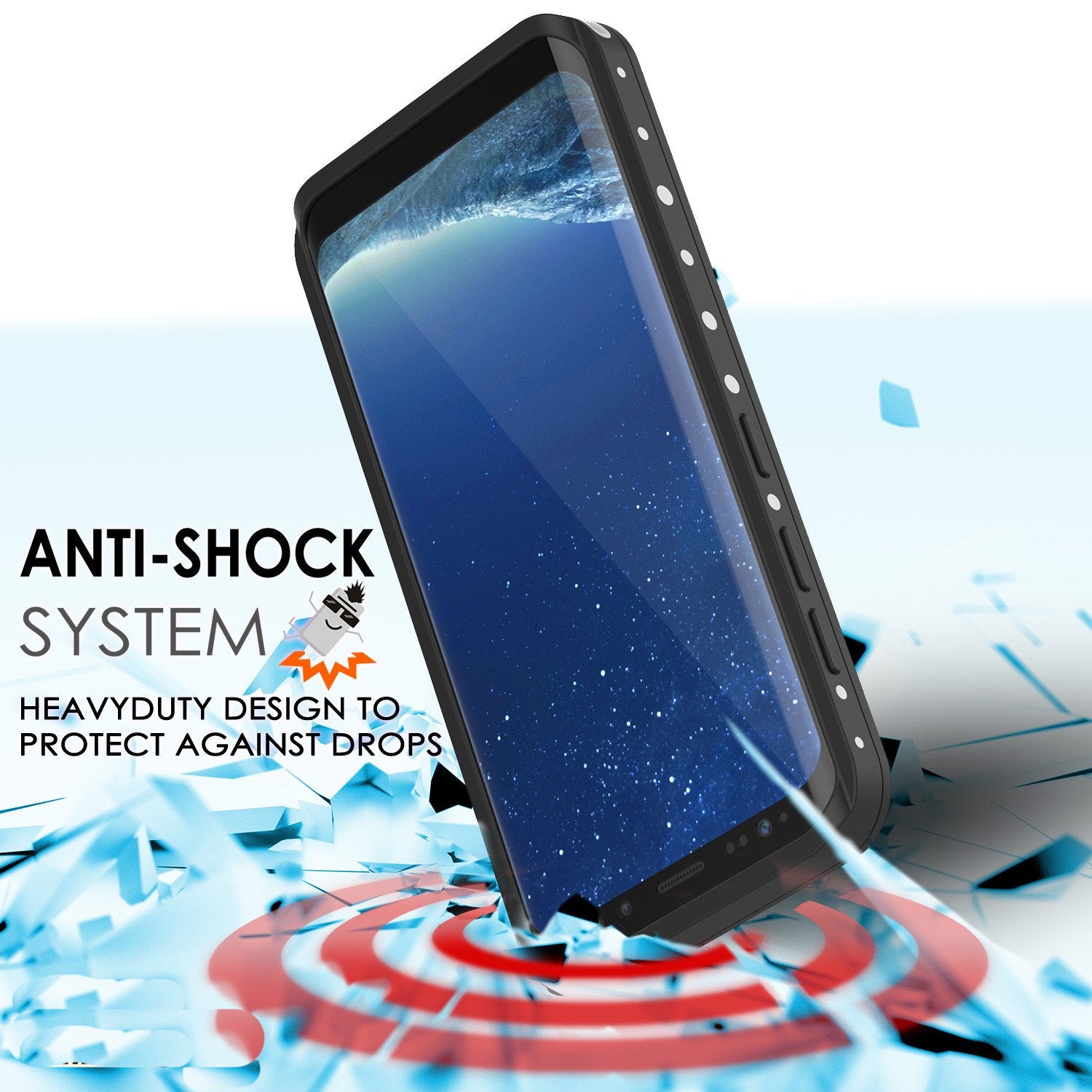 Galaxy S8 Waterproof Case, Punkcase StudStar White