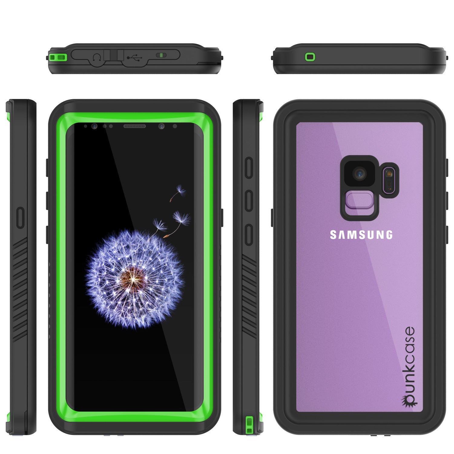 Punkcase Galaxy S9 Extreme Series Waterproof Body | Light Green