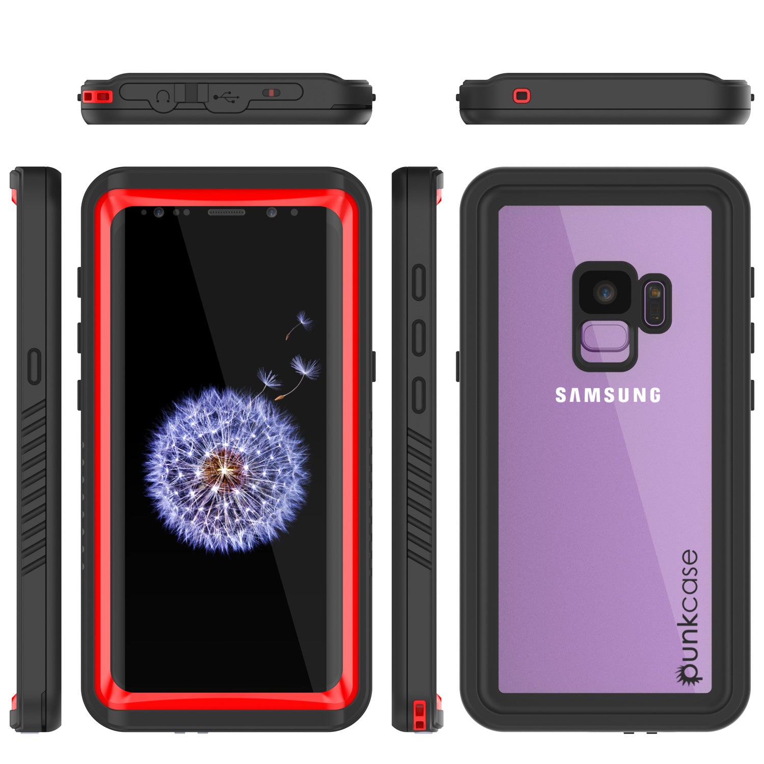 Punkcase Galaxy S9 Extreme Series Waterproof Body | Red