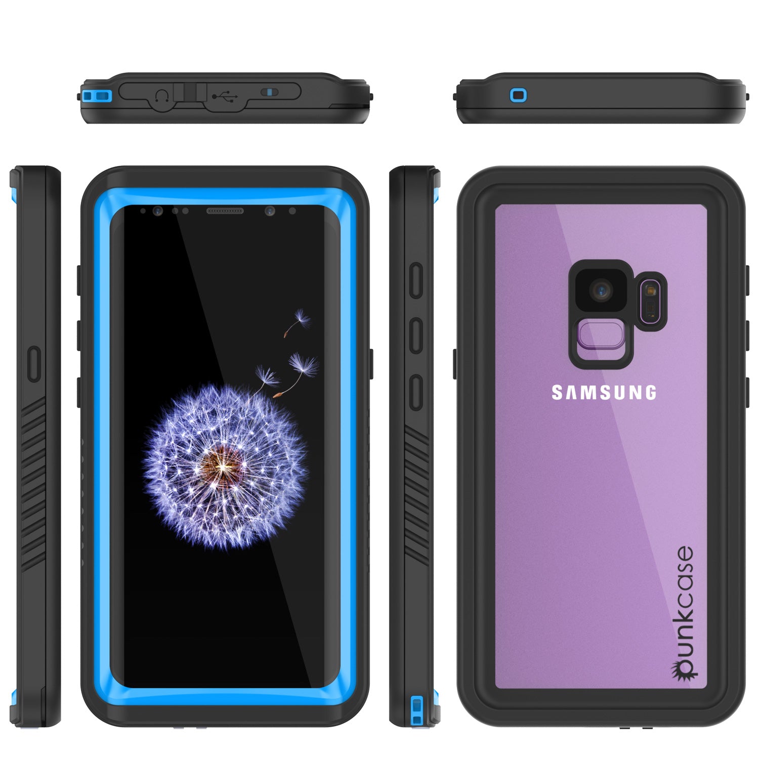 Punkcase Galaxy S9 Extreme Series Waterproof Body | Light Blue