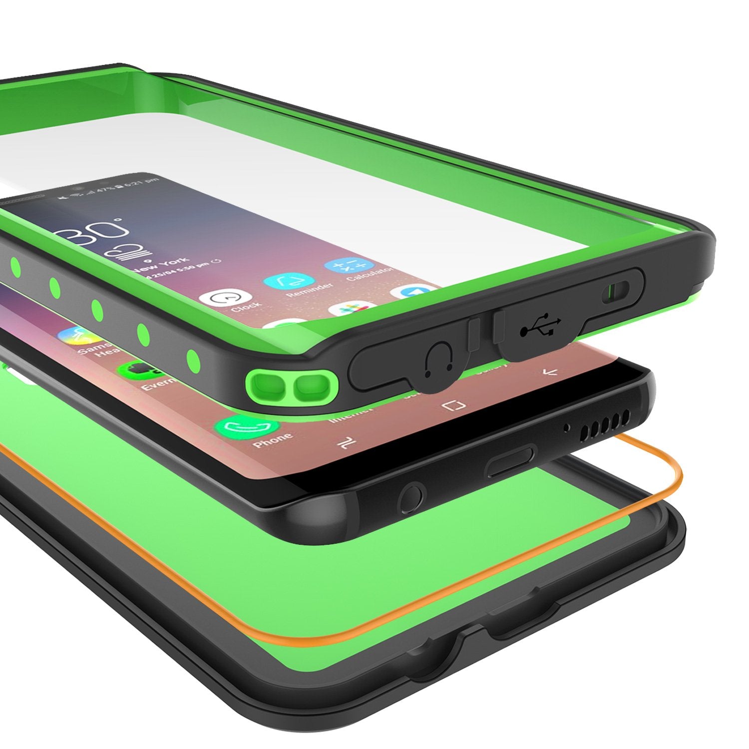 Galaxy S9 Waterproof Case PunkCase StudStar Light Green Thin 6.6ft Underwater IP68 ShockProof