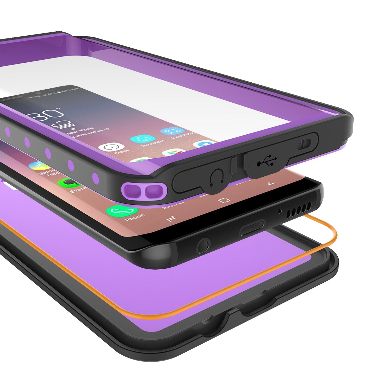 Galaxy S9 Waterproof Case PunkCase StudStar Purple Thin 6.6ft Underwater IP68 Shock/Snow Proof