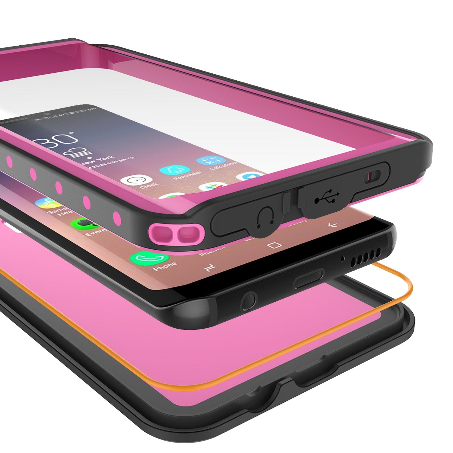 Galaxy S9 Waterproof Case PunkCase StudStar Pink Thin 6.6ft Underwater IP68 Shock/Snow Proof