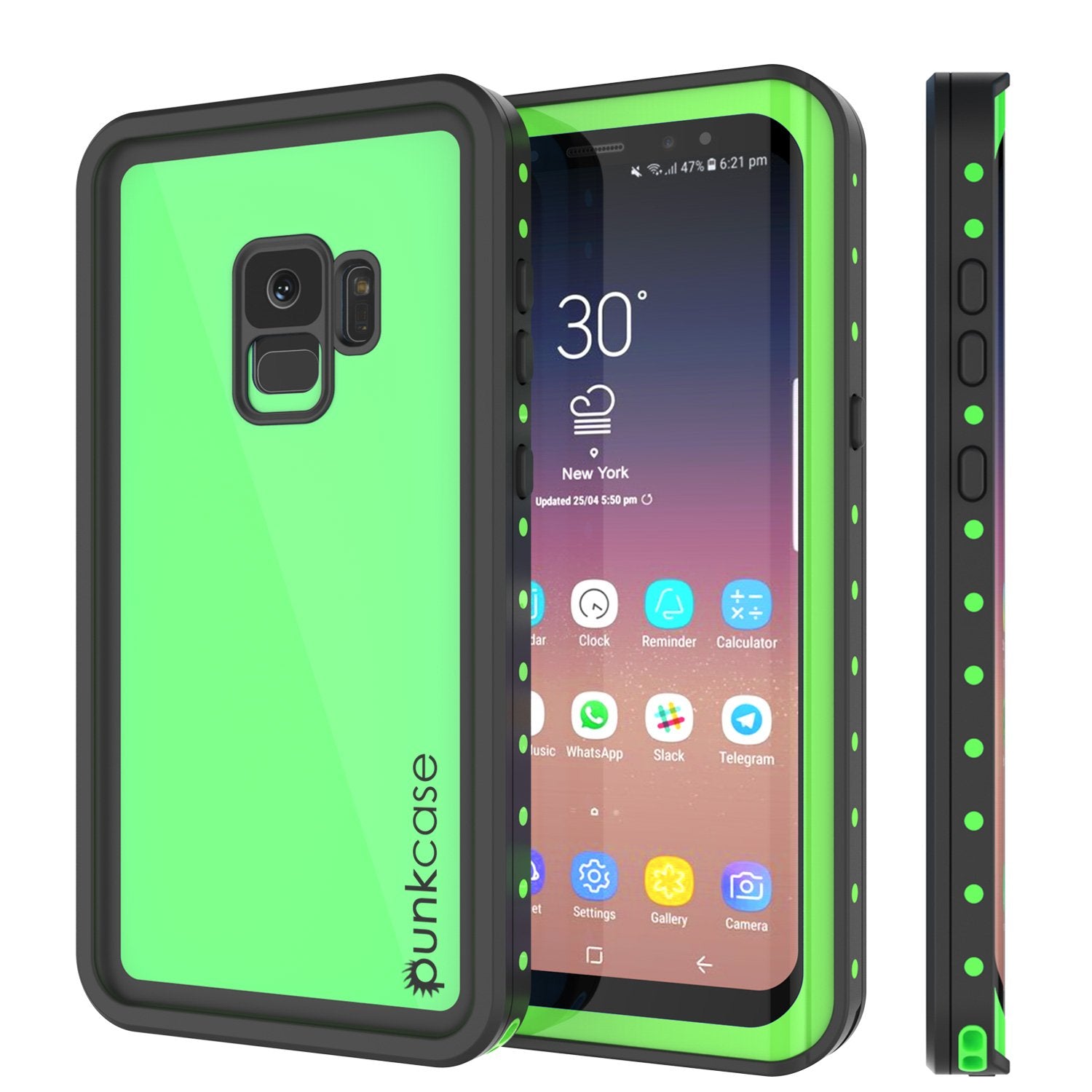 Galaxy S9 Waterproof Case PunkCase StudStar Light Green Thin 6.6ft Underwater IP68 ShockProof