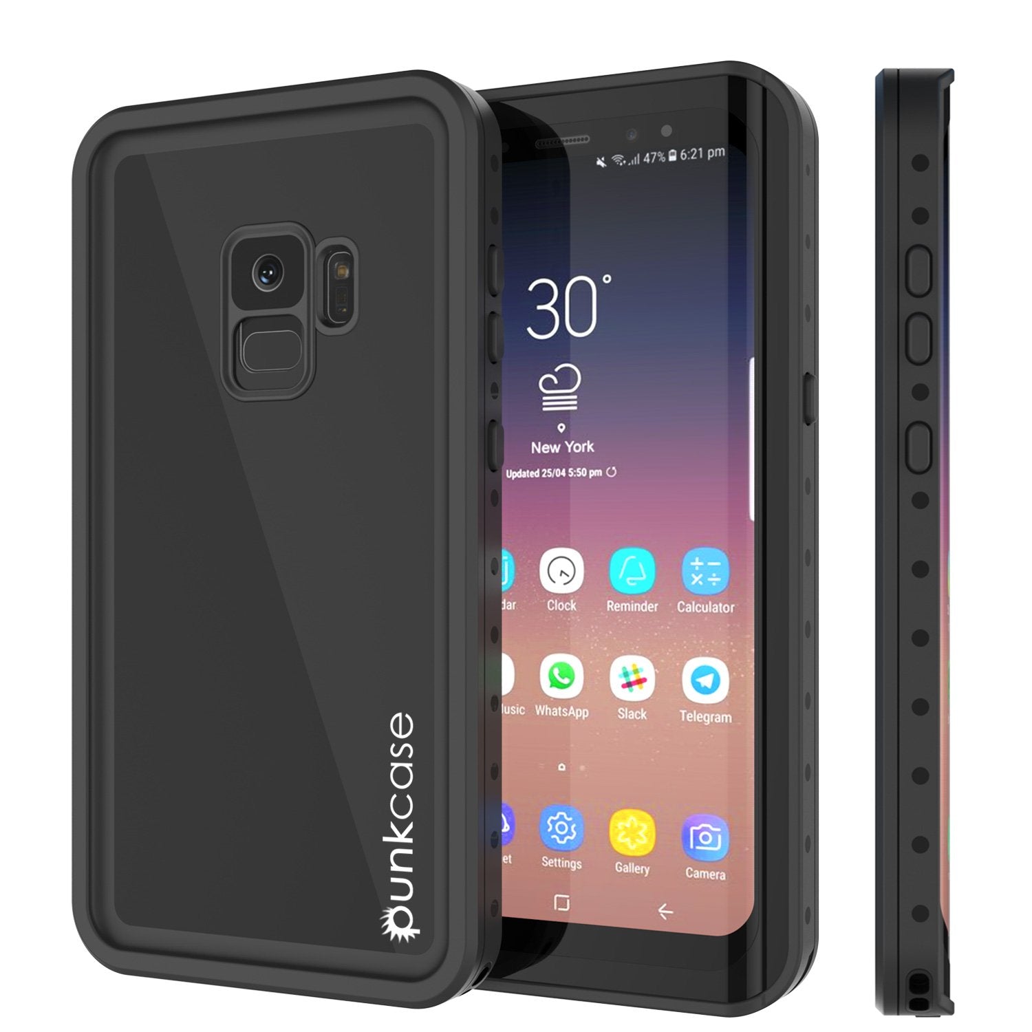 Galaxy S9 Waterproof Case PunkCase StudStar Black Thin 6.6ft Underwater IP68 Shock/Snow Proof