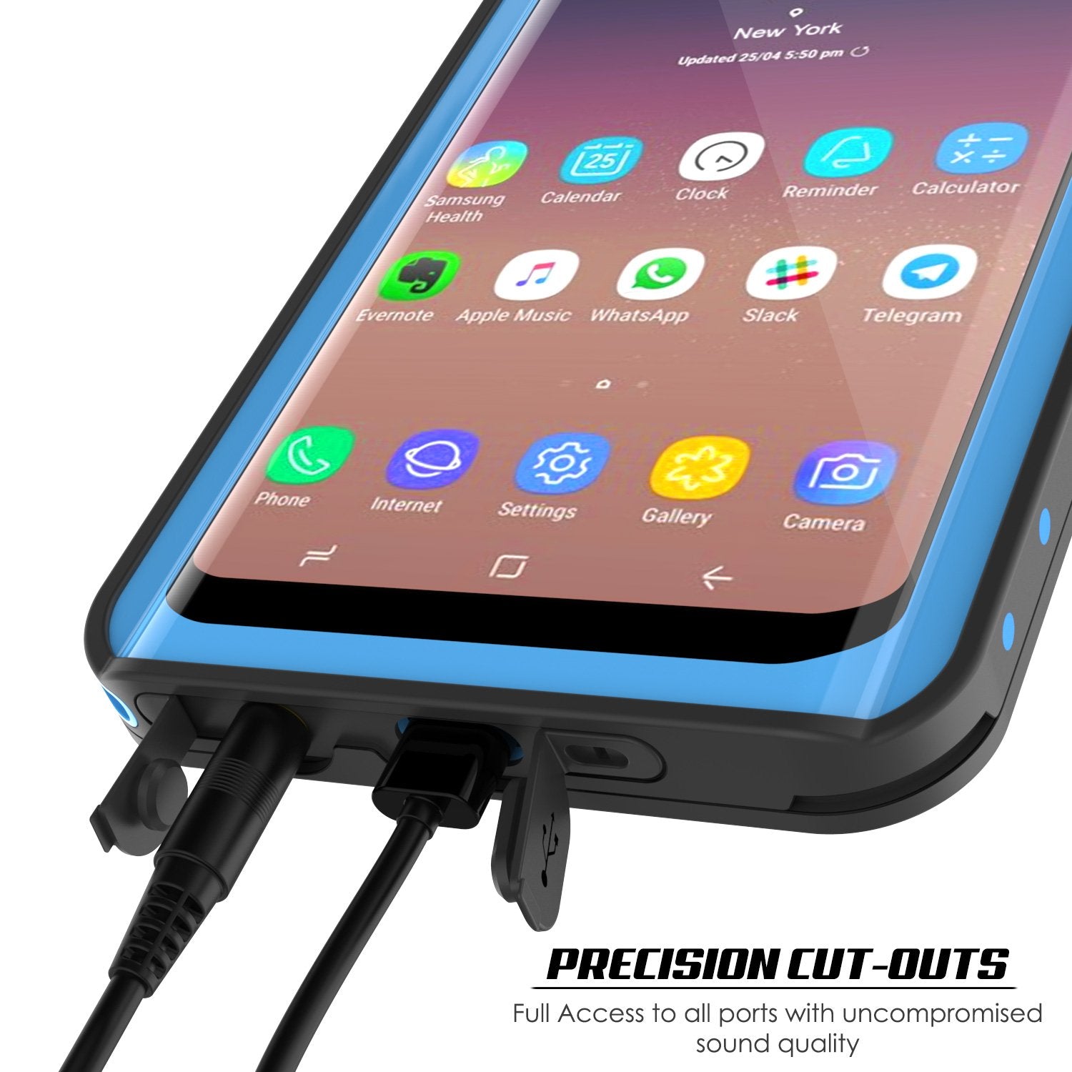 Galaxy S9 Waterproof Case PunkCase StudStar Light Blue Thin 6.6ft Underwater IP68 ShockProof