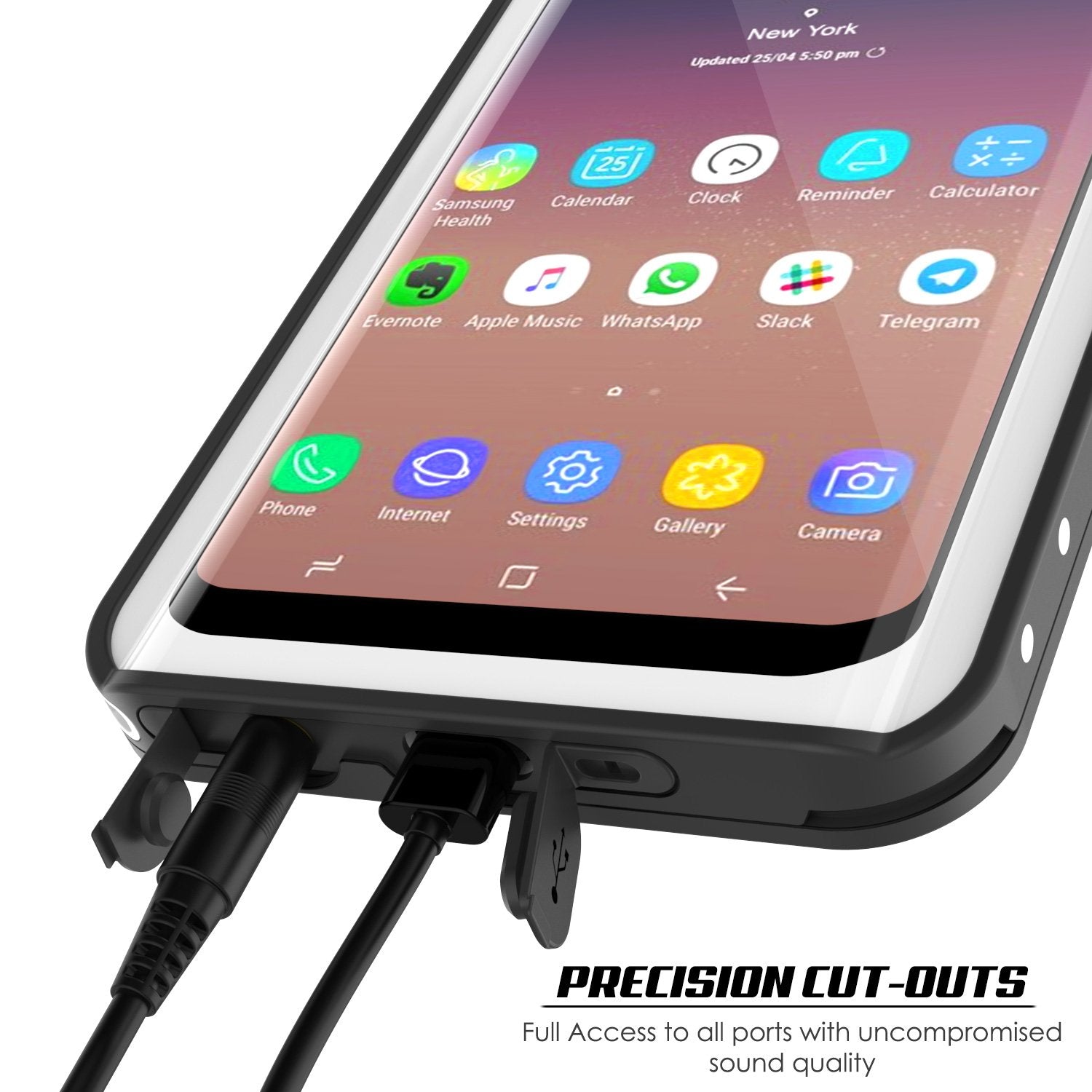 Galaxy S9 Waterproof Case, Punkcase StudStar White Thin 6.6ft Underwater IP68 Shock/Snow Proof