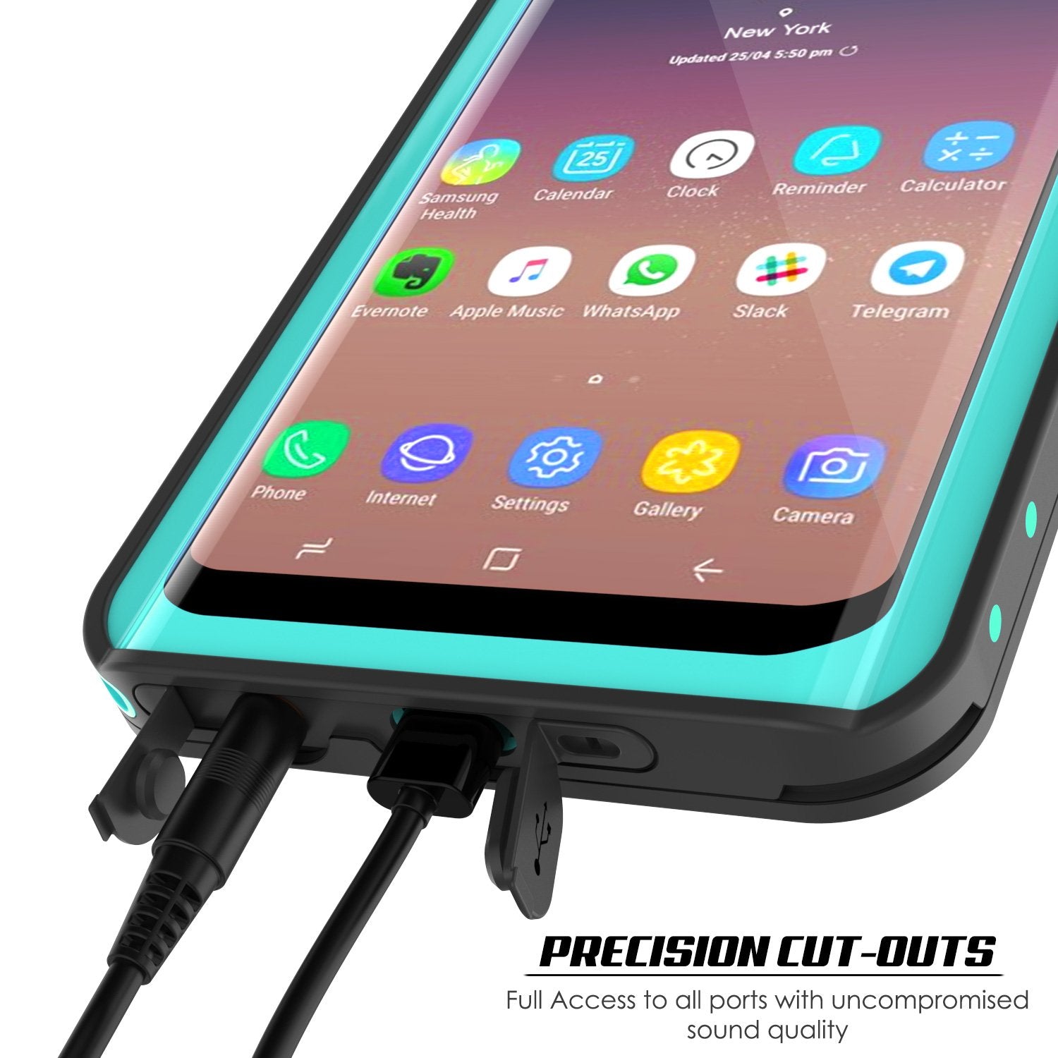 Galaxy S9 Waterproof Case PunkCase StudStar Teal Thin 6.6ft Underwater IP68 Shock/Snow Proof