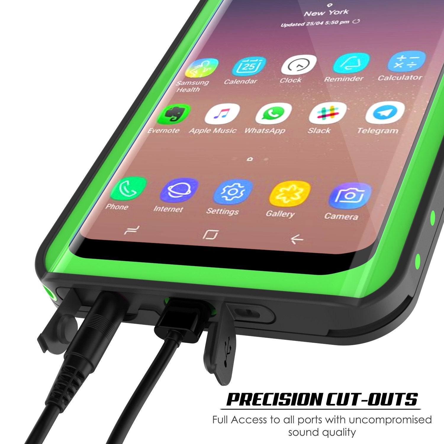 Galaxy S9 Waterproof Case PunkCase StudStar Light Green Thin 6.6ft Underwater IP68 ShockProof