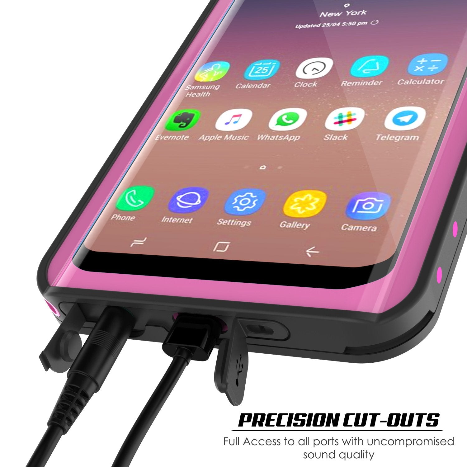 Galaxy S9 Waterproof Case PunkCase StudStar Pink Thin 6.6ft Underwater IP68 Shock/Snow Proof