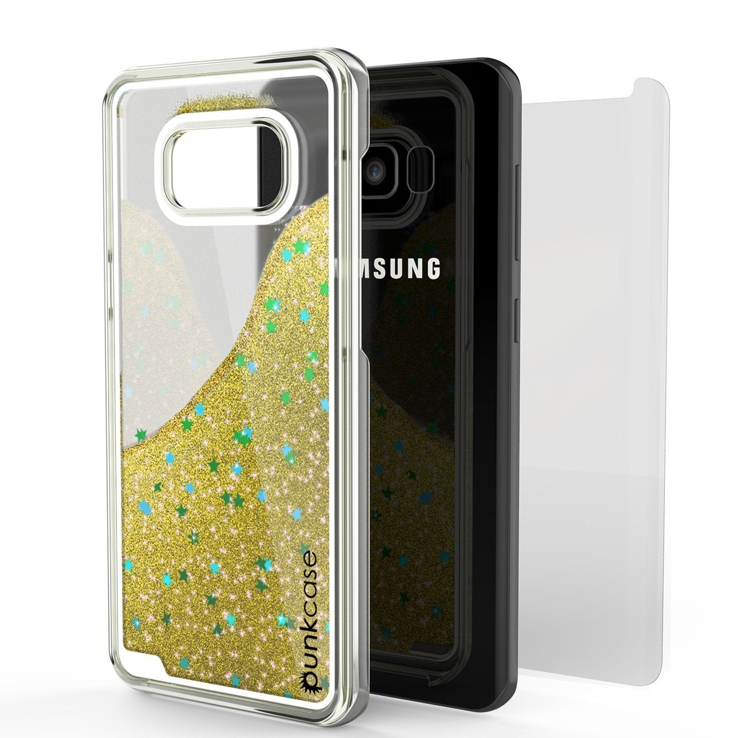 S8 Plus Case, Punkcase Liquid Gold Series Protective Dual Layer Floating Glitter Cover