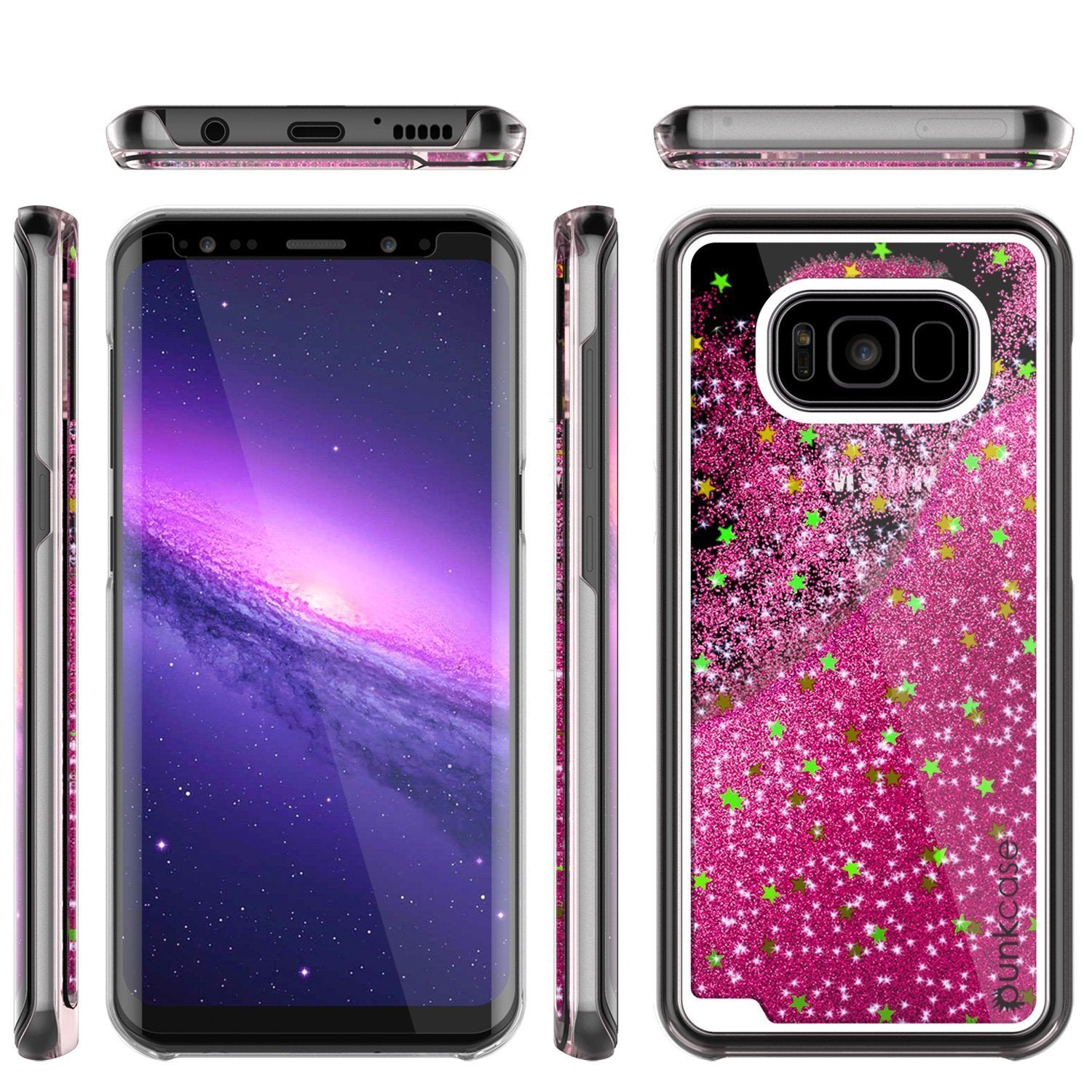 S8 Plus Case, Punkcase Liquid Pink Series Protective Dual Layer Floating Glitter Cover