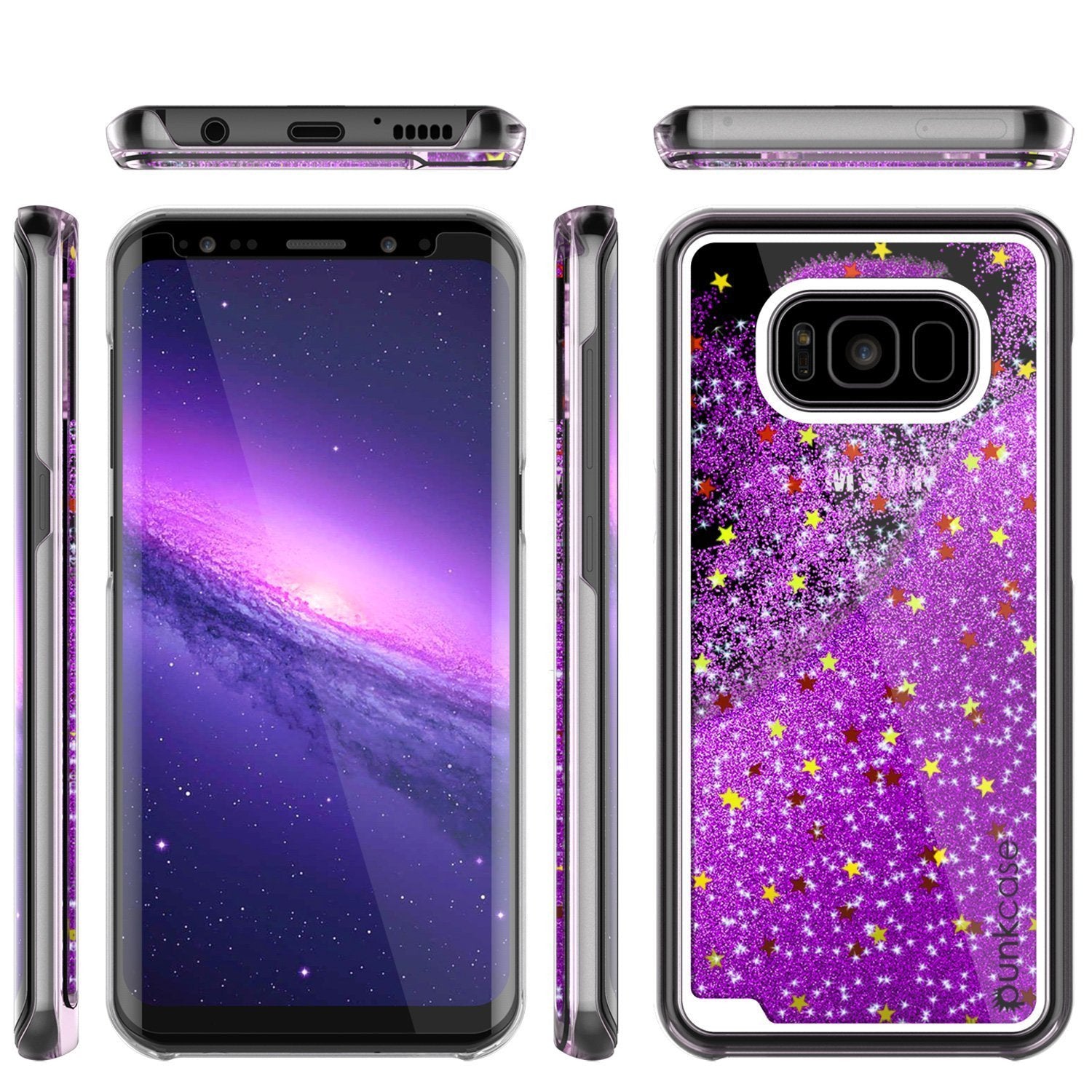 S8 Plus Case, Punkcase Liquid Purple Series, Protective Dual Layer Floating Glitter Cover