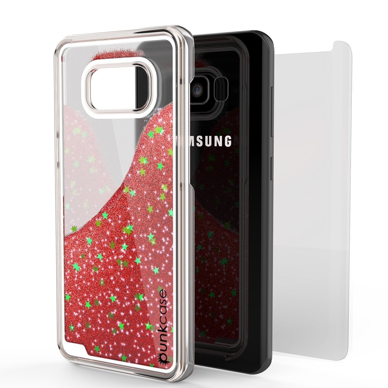 S8 Plus Case, Punkcase Liquid Red Series Protective Dual Layer Floating Glitter Cover