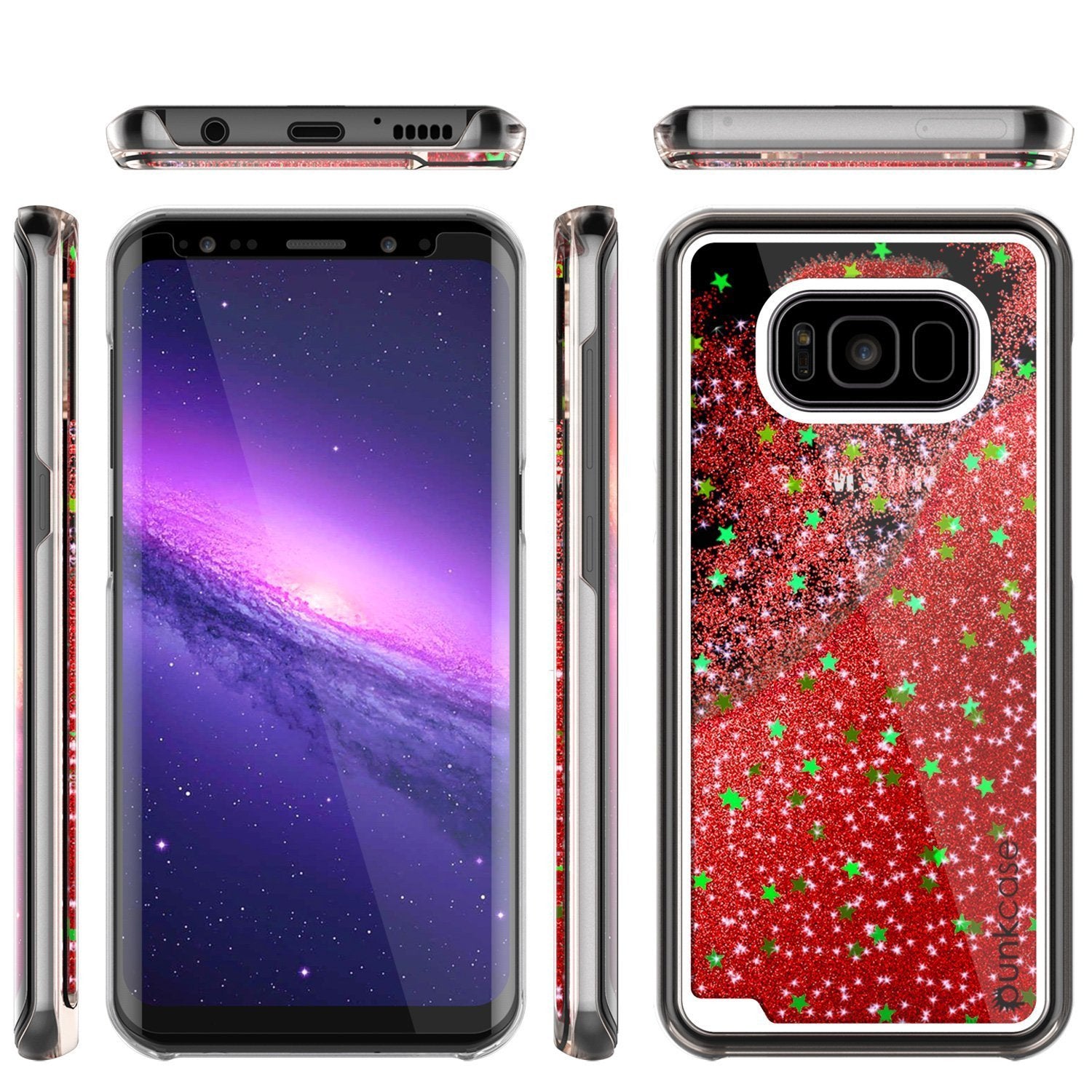 S8 Plus Case, Punkcase Liquid Red Series Protective Dual Layer Floating Glitter Cover